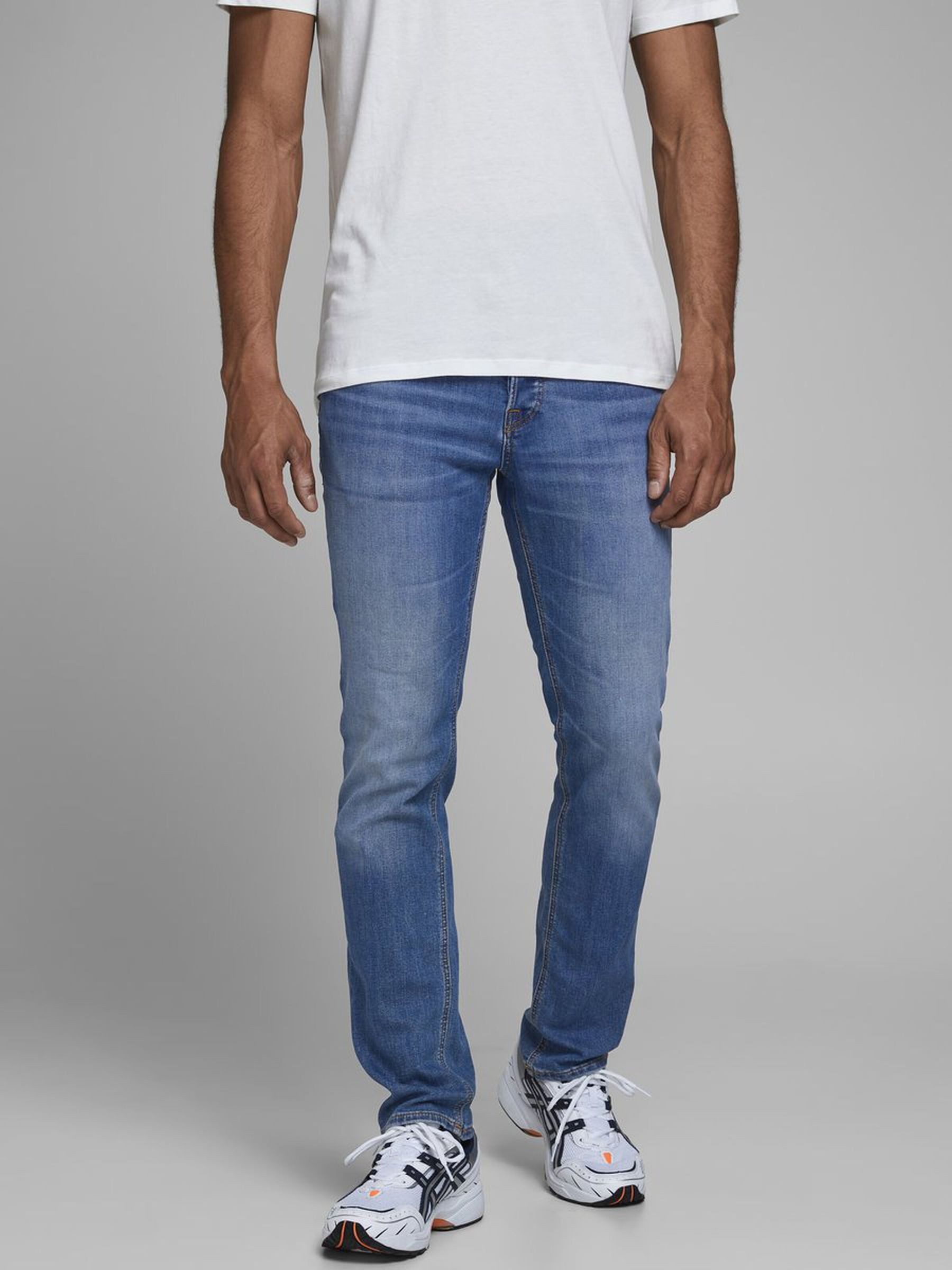 Jack & Jones Slim-fit-Jeans Jeans GLENN Skinny Tapered JJI GLENN ORIGINAL AM für (1-tlg) Bio-Baumwolle nachhaltig unifarben wärmend Knöpfe