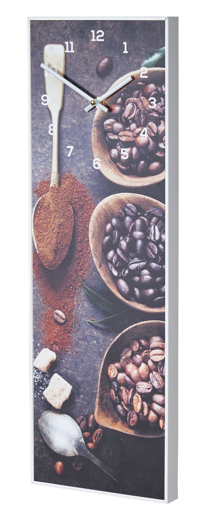Levandeo® Wanduhr (Wanduhr 20x60cm Braun Kaffee Coffee Rahmen Weiß Küche Bi günstig online kaufen