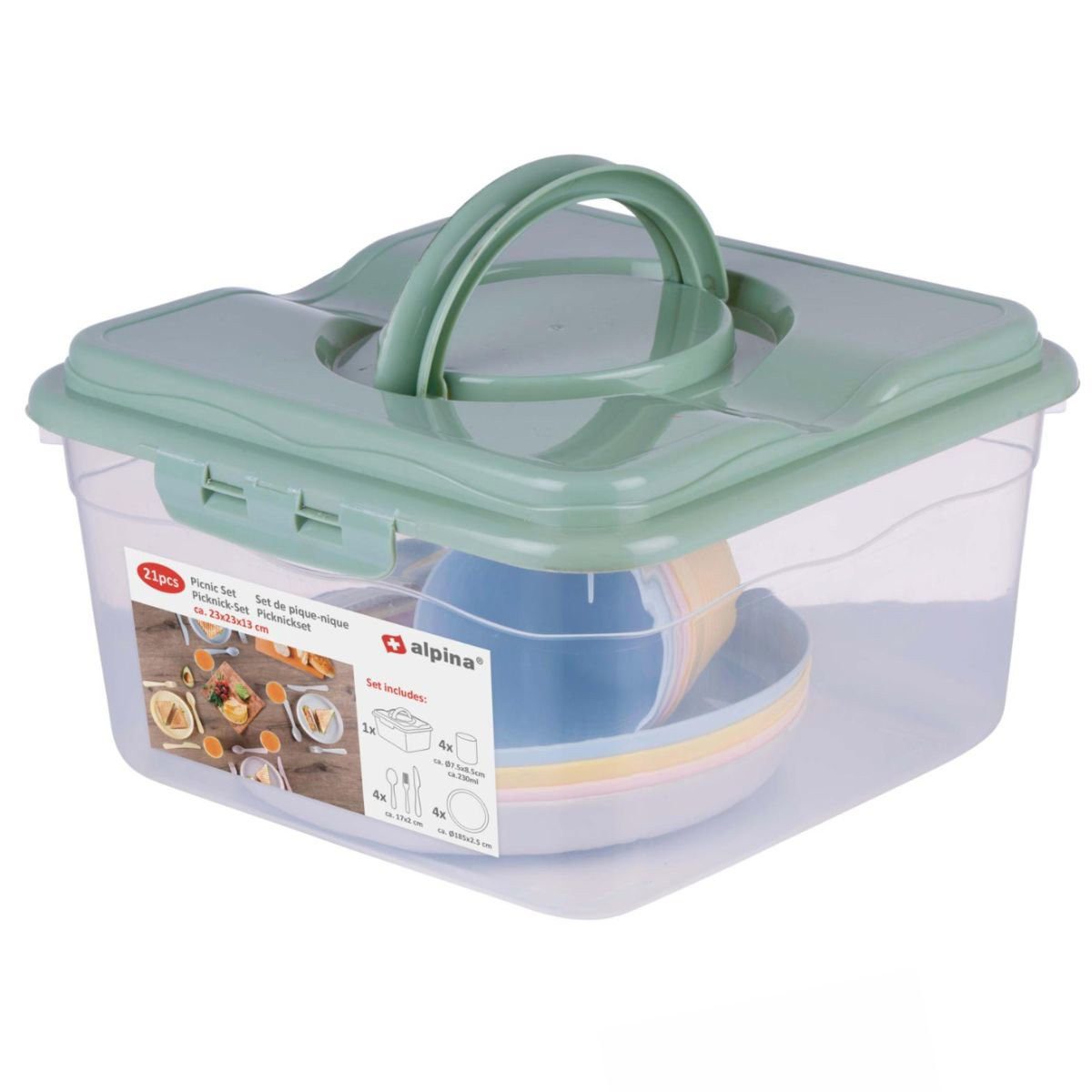 Alpina Frühstücks-Geschirrset Alpina Picknick Set 21-teilig, Kunststoff