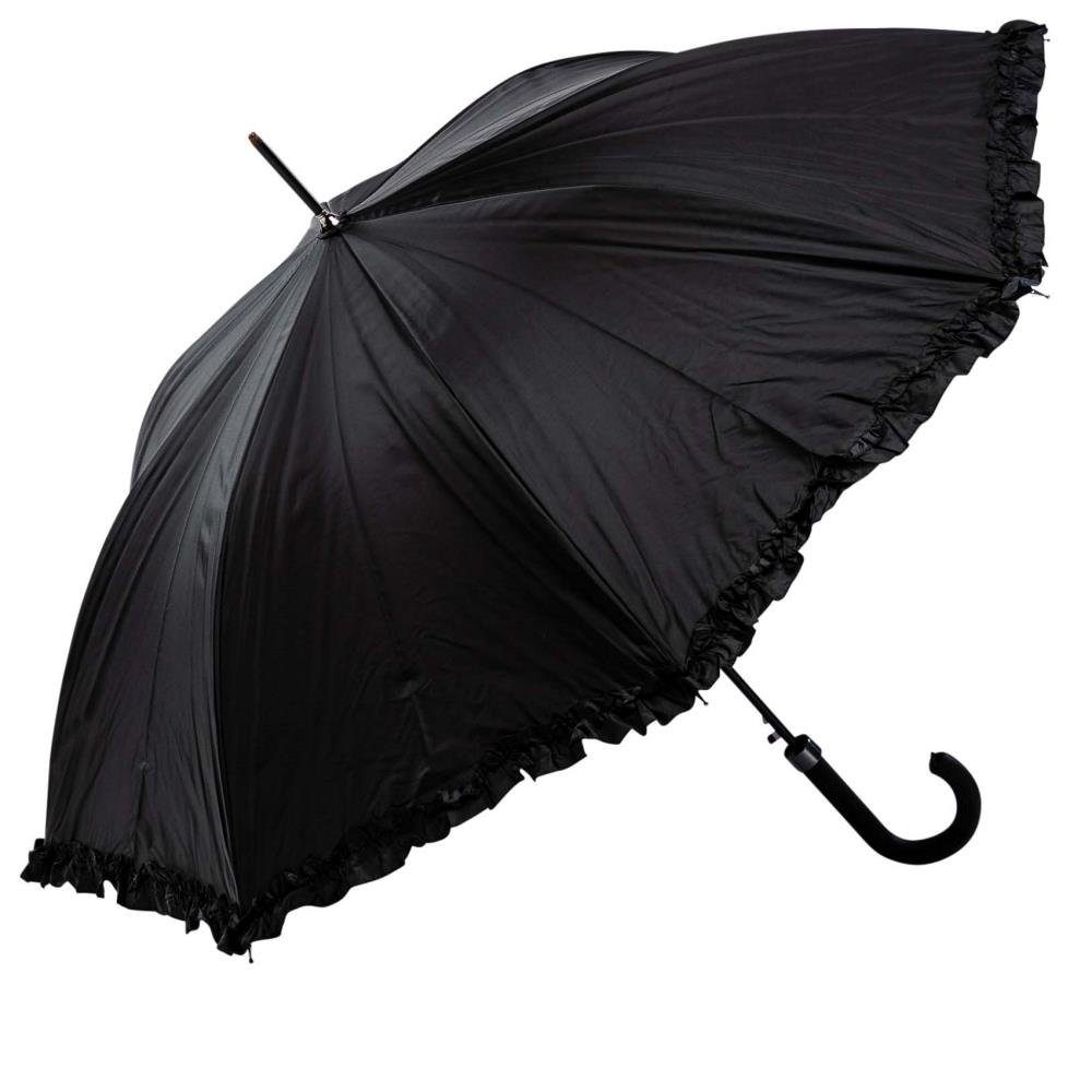 Luckyweather not just any other day Stockregenschirm Rüschenschirm schwarz / violett Double Layer Automatik