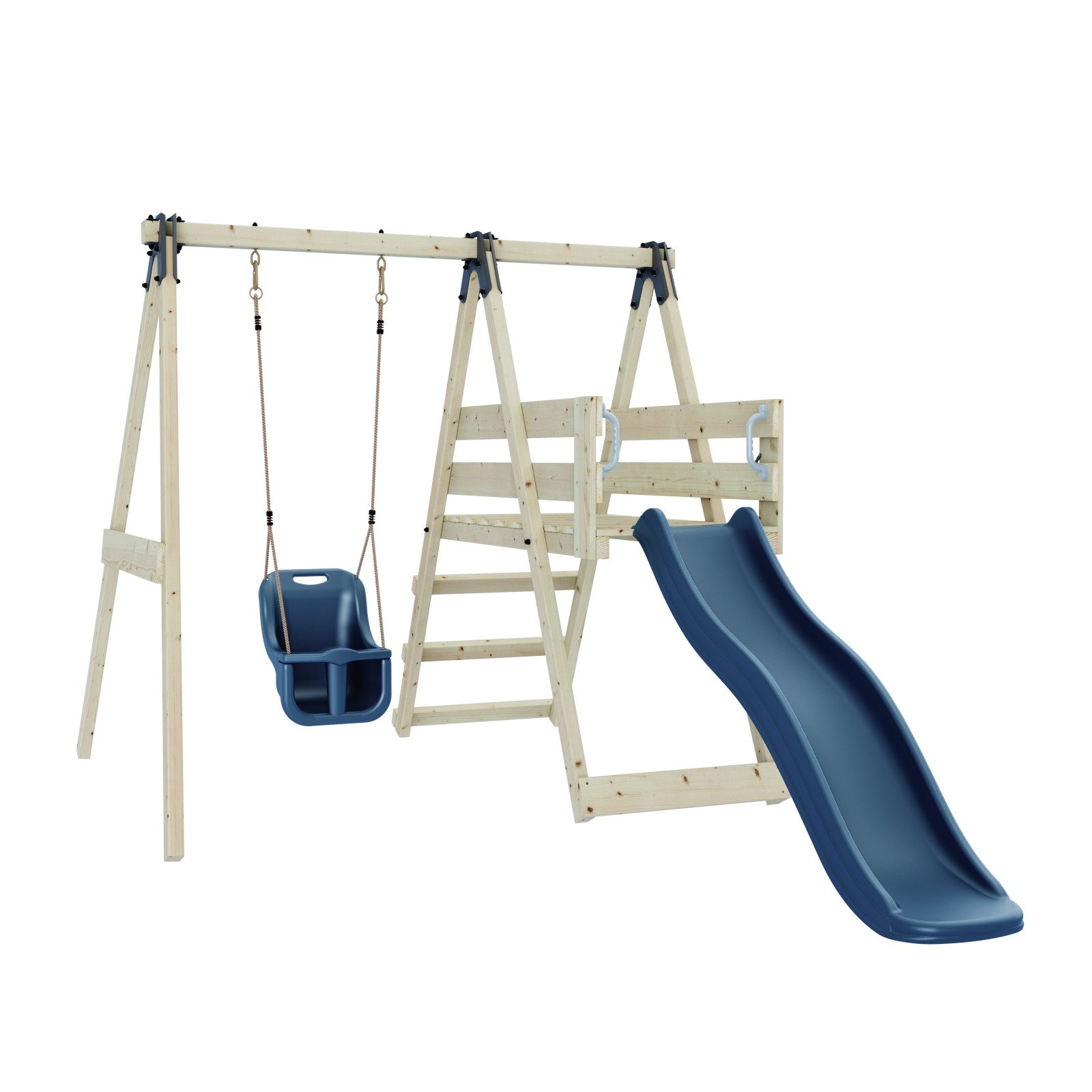 OutdoorToys Schaukelkombination Schaukel Hortensie, aus Holz mit Rutsche, in Marineblau