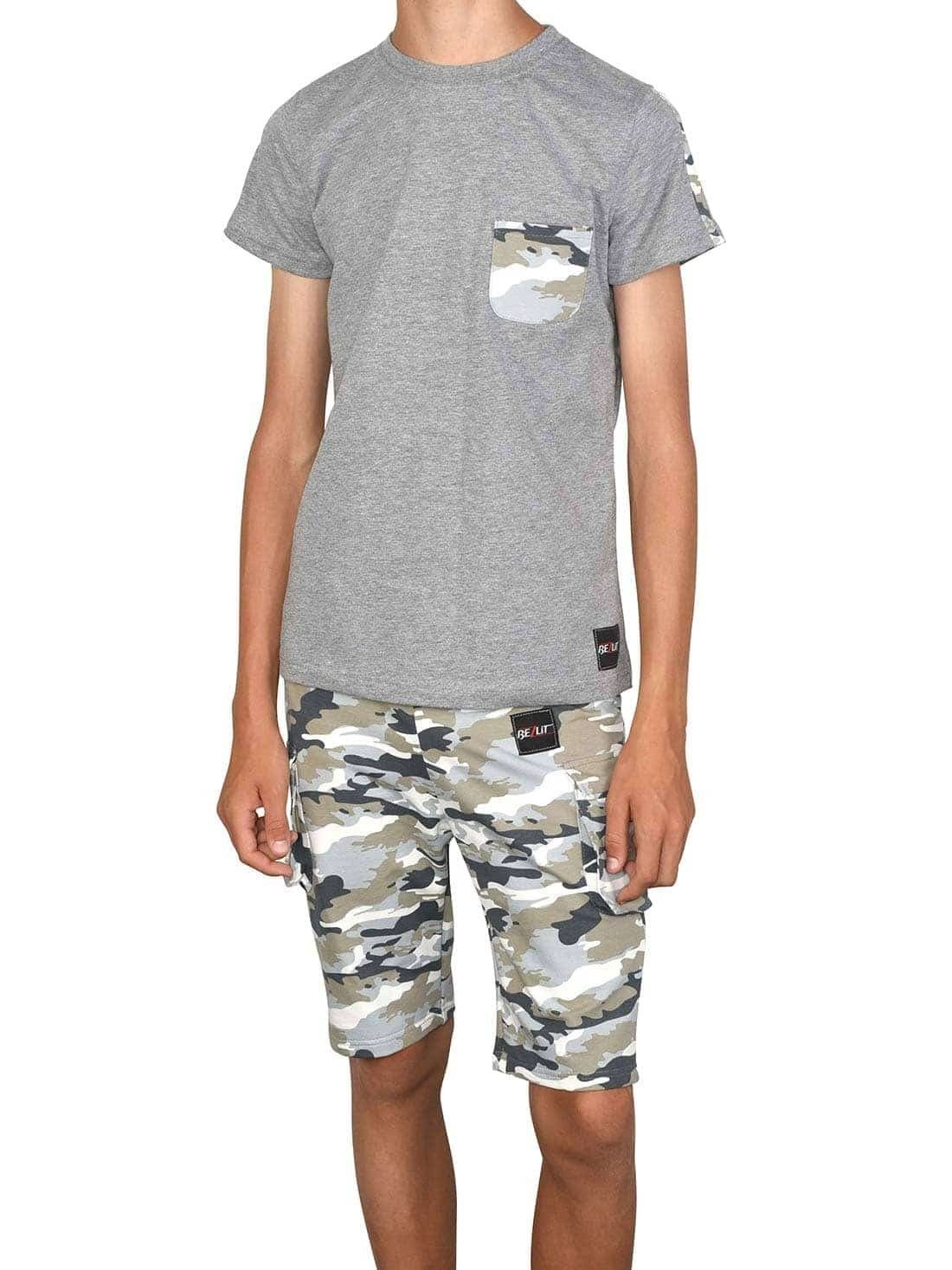 BEZLIT T-Shirt & Shorts Jungen Sommer Set T-Shirt und Cargo Shorts (1-tlg) casual Grau / Grau Camouflage | Hosen-Sets