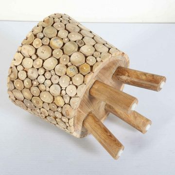 Casa Moro Hocker Teak Holz Hocker Merida mit Ästen Zweigen verkleidet (Designer Sitzhocker Beistelltisch), Kunsthandwerk, Jedes Stück ein Unikat