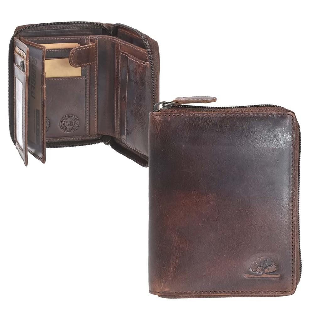 Greenburry Geldbörse "Rugged" Leder Portemonnaie Reißverschlussbörse10x12cm günstig online kaufen