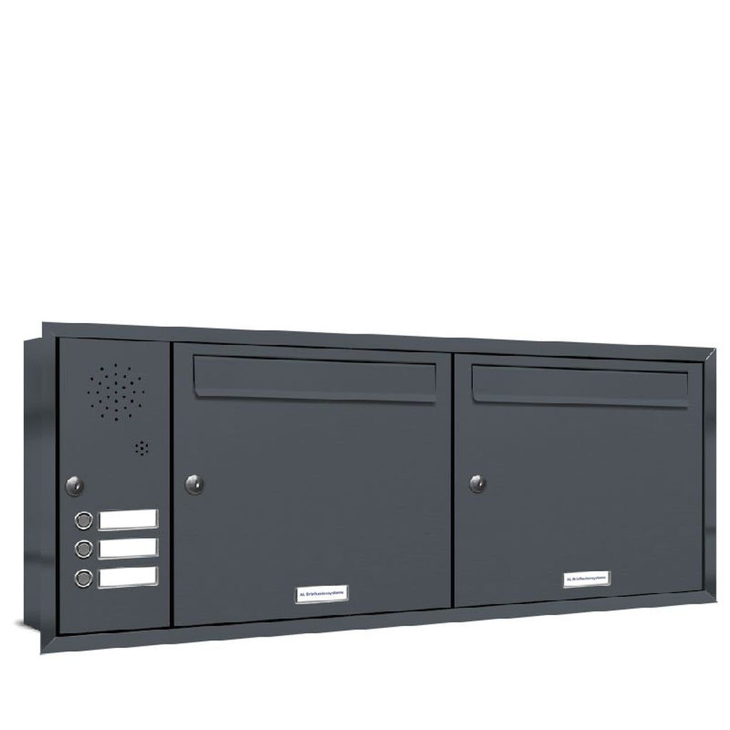 AL Briefkastensysteme er 2 Briefkasten Wandbriefkasten A4 Unterputz Klingel Premium anthrazit 2x1 RAL7016 3