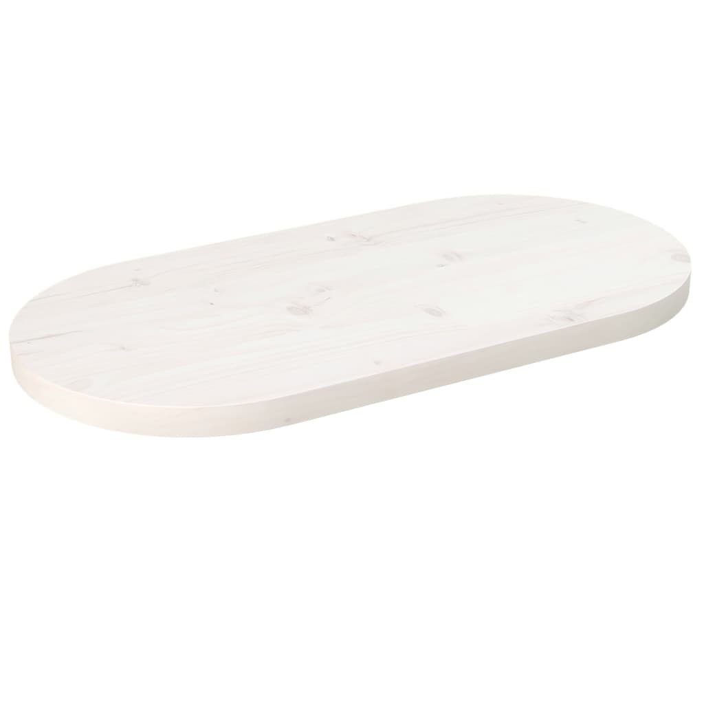 furnicato Tischplatte Weiß 70x35x2,5 cm Massivholz Kiefer Oval (1 St)