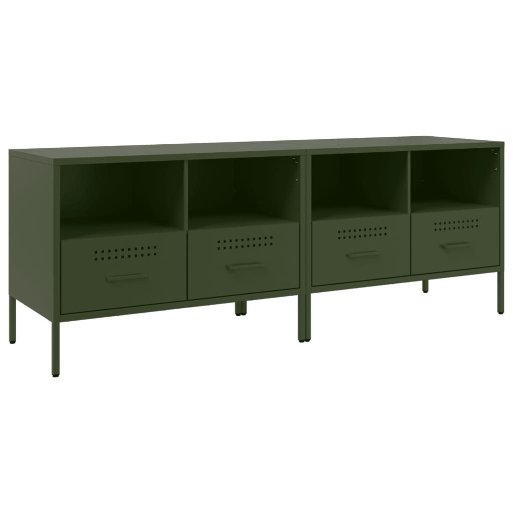 vidaXL TV-Schrank TV-Schränke 2 Stk. Olivgrün 68x39x50,5 cm Stahl (2-St)