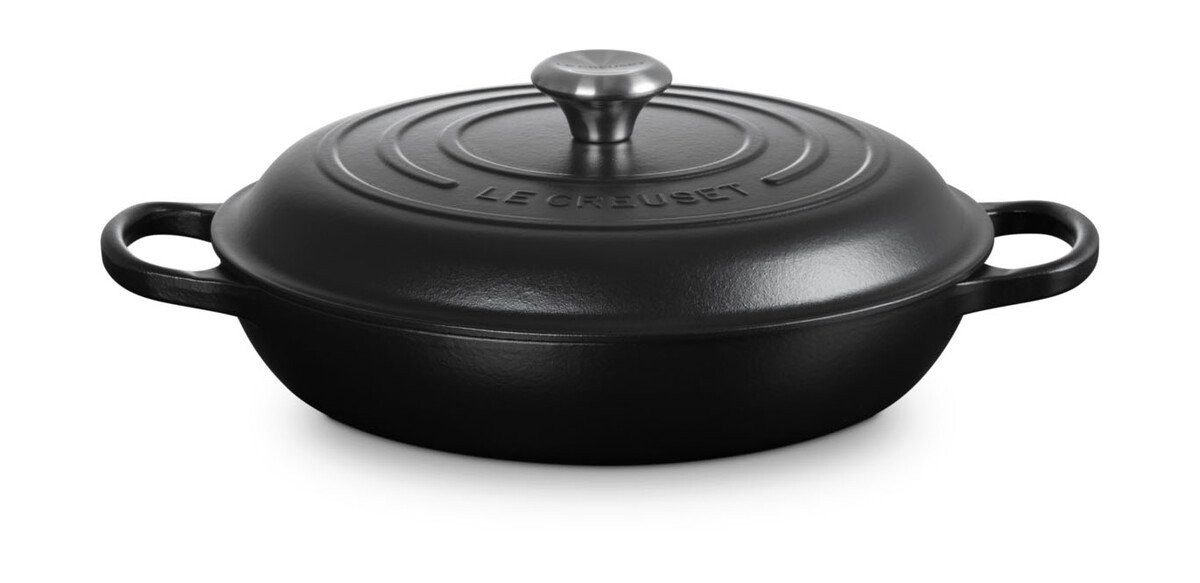 LE CREUSET Bräter Gourmet-Profitopf mit Deckel 30 cm Signature Schwarz