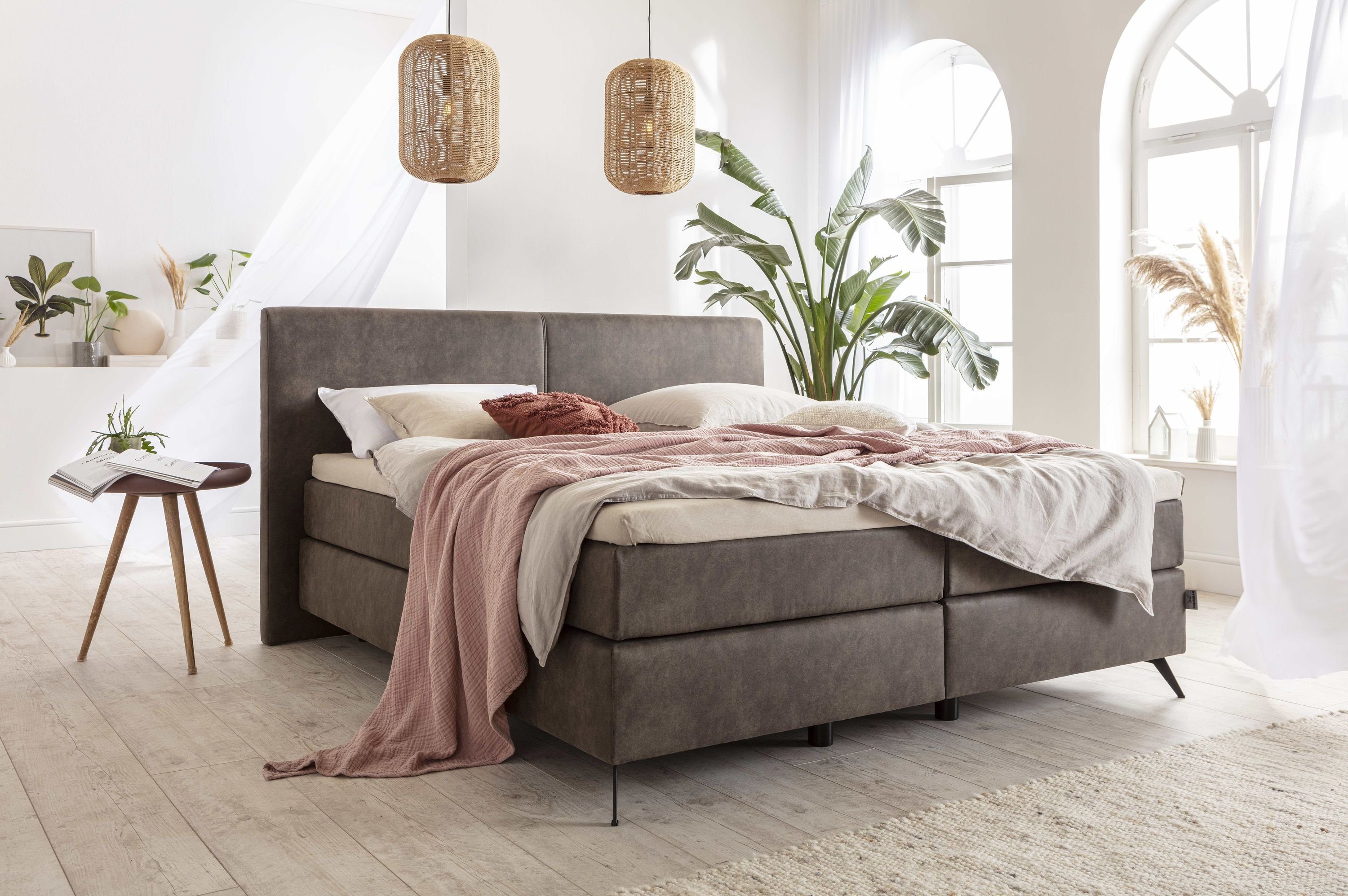 SANSIBAR Living Boxspringbett »Boxspringbett«, Boxspringbett SANSIBAR  LANGEOOG (BT 180x200 cm) BT 180x200 cm braun Boxspringbett Box-Spring-Bett  Doppelbett