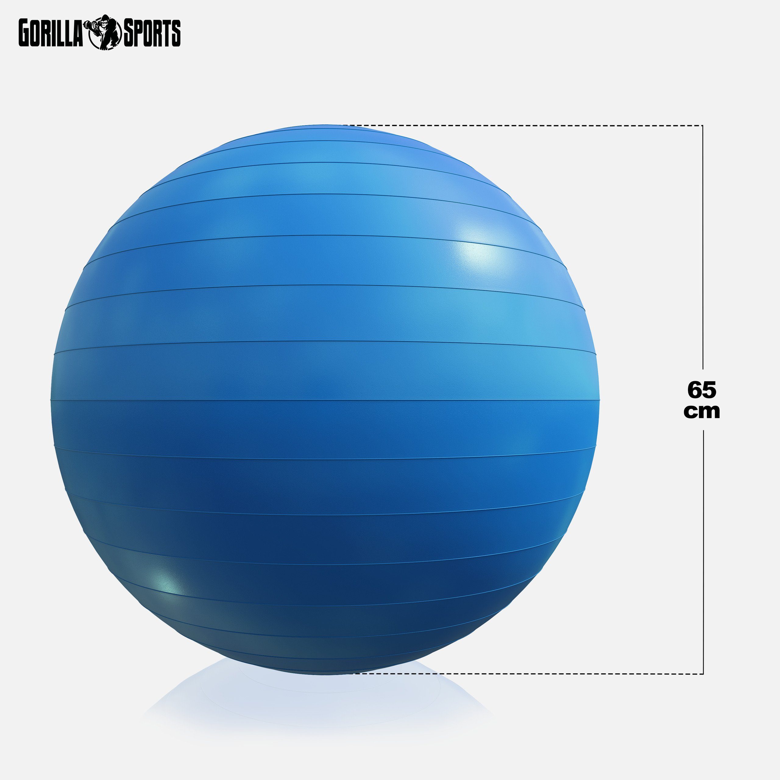 GORILLA SPORTS Gymnastikball bis Farbwahl -Fitnessball Blau 500kg Anti-Burst, 55cm/65cm/75cm, Belastbar