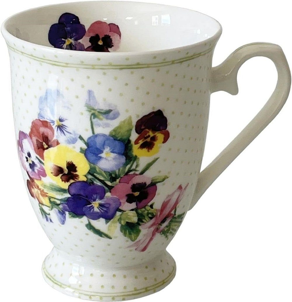 Ambiente Luxury Paper Products Tasse Porzellan, Becher Tee, Kaffee, Sommer Blumen Mug Kollektion, Material Porzellan Blumen Veilchen Kollektion, Winter, Herbst, Frühling Kollektion, ideal als Geschenk