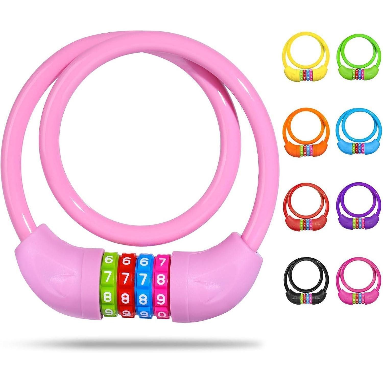 Zahlenkabelschloss Fahrradschloss Kinder 10x650MM Zahlenschloss Anti-Diebstahl Rosa