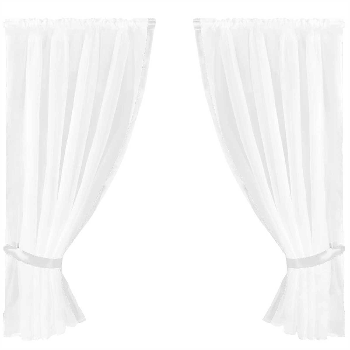 Vorhang, Arsvita, Stangendurchzug, 140cm Weiß Raffhalter) (2 Gardinenset Schlaufenschals, x 120cm transparent, (BxL), Voile 2