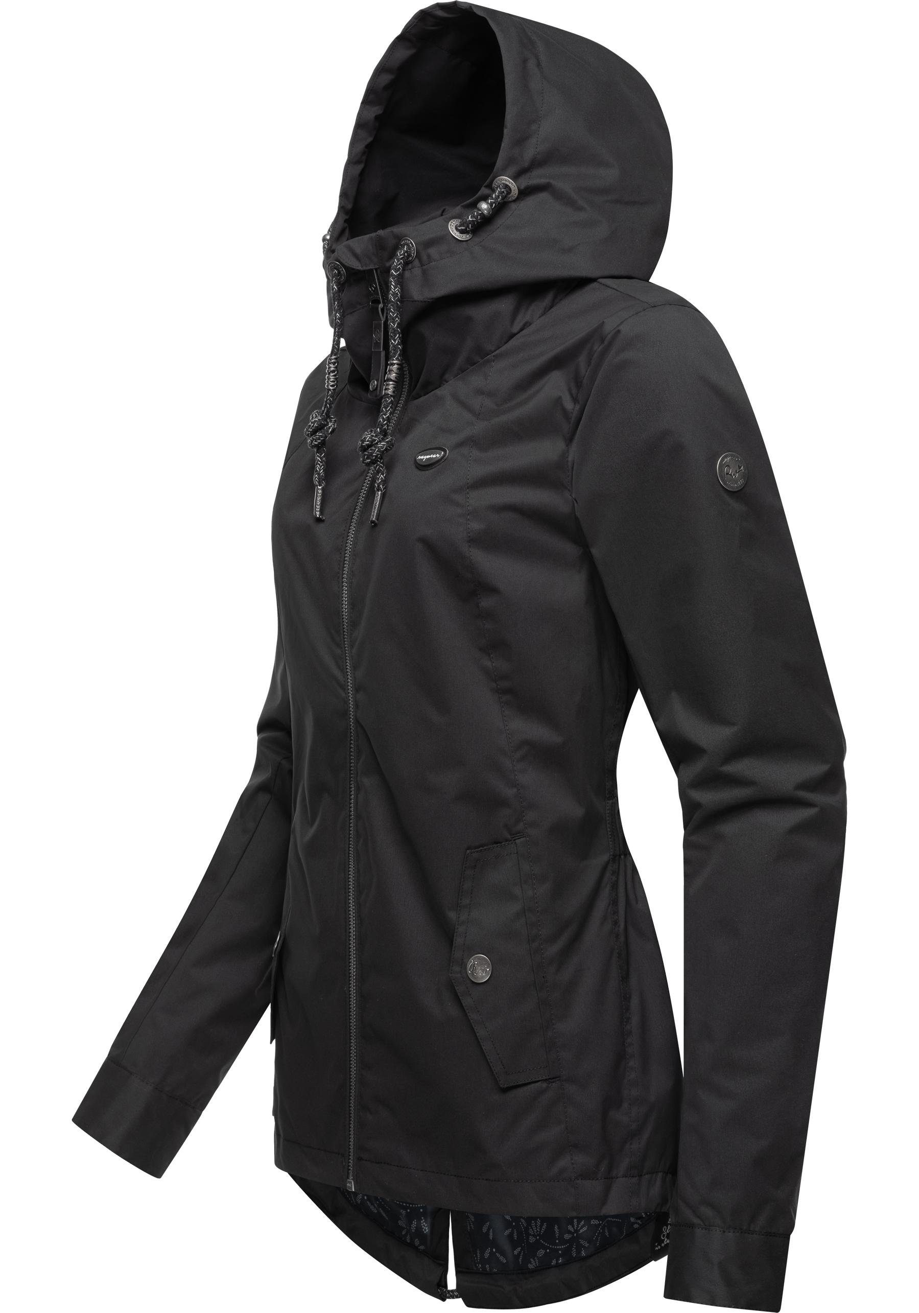 Ragwear Outdoorjacke Monade Übergang stylische Kapuze großer Übergangsjacke mit smoke