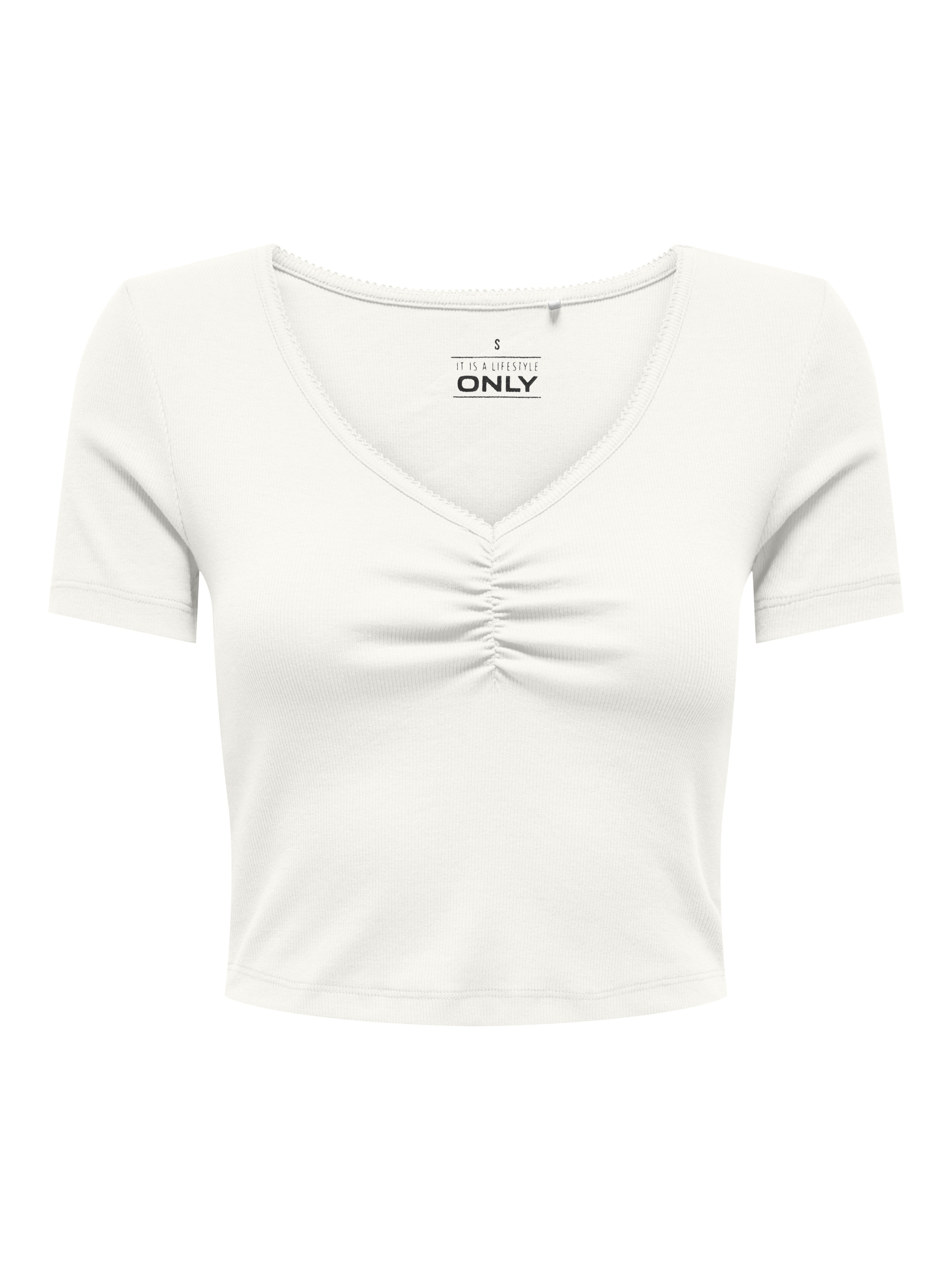 Kurzarmshirt ONLBETTY LIFE S/S SCALLOP V-NECK CC JRS