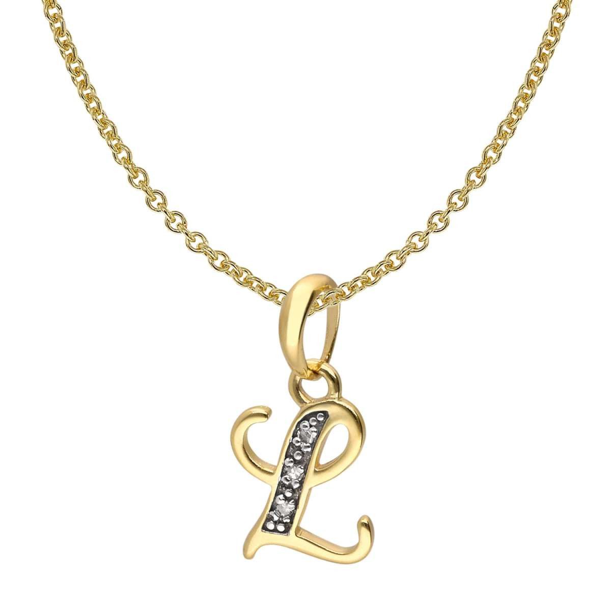 trendor Kette mit Anhänger 41520-L, Buchstaben L Gold 333/8K mit vergoldeter Silberkette
