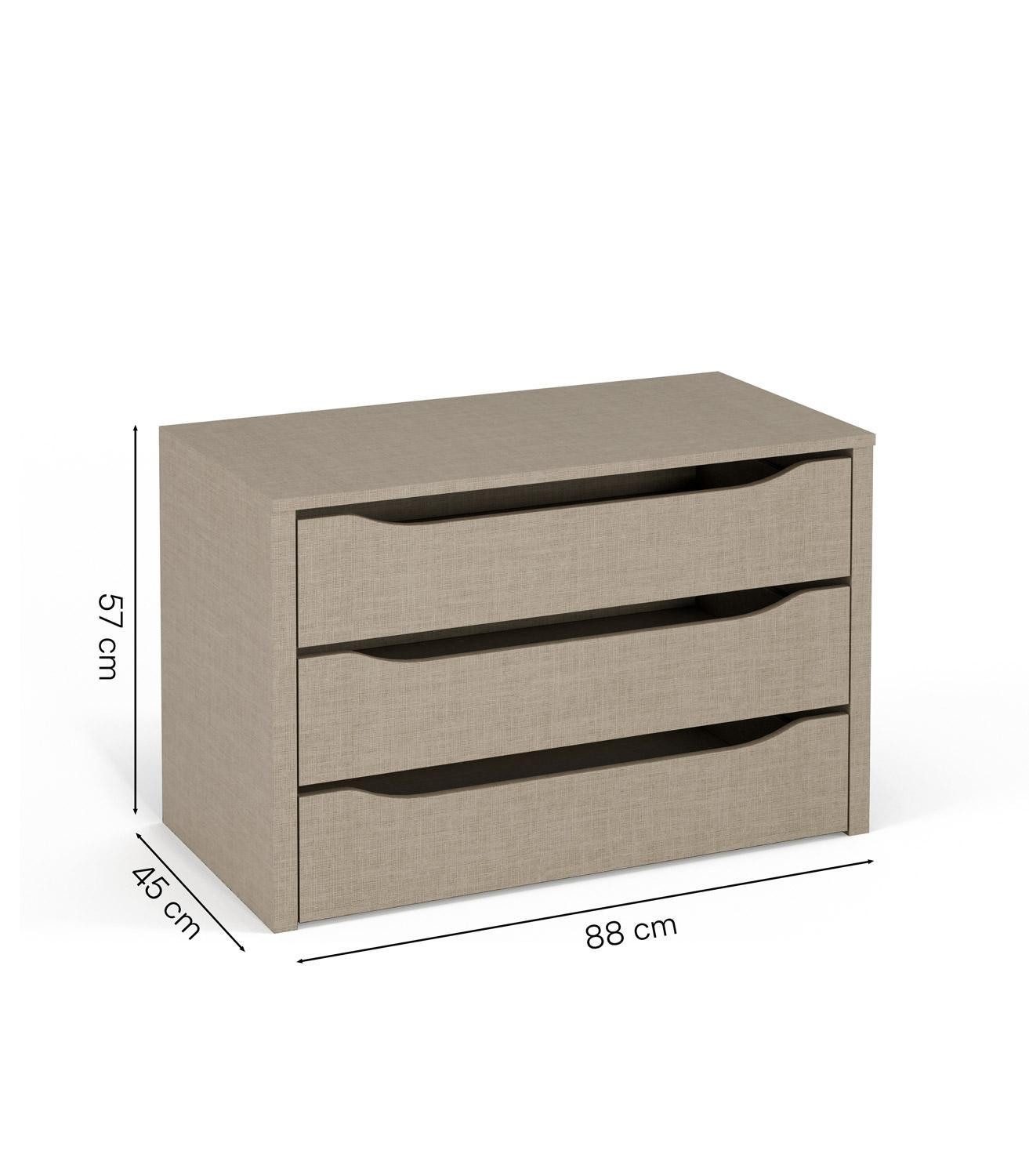 rauch Kleiderschrank Schubkasteneinsatz ORANGE, B 88 cm grau, mit 3 Schüben für Kleiderschränke mit 90 cm Breite