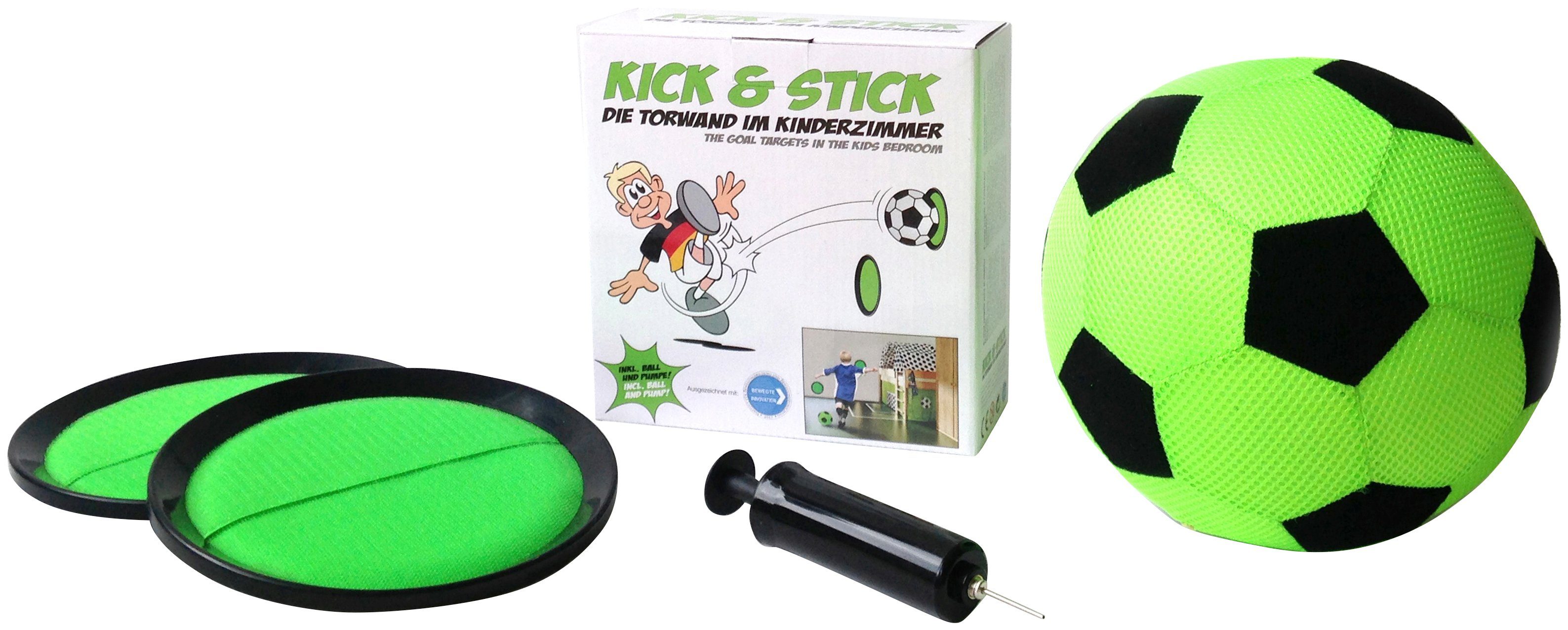 2 Fußball 21 als cm myminigolf Durchmesser, & (Set), Klett-Tellern Torwand Stick mit selbstklebenden Kick