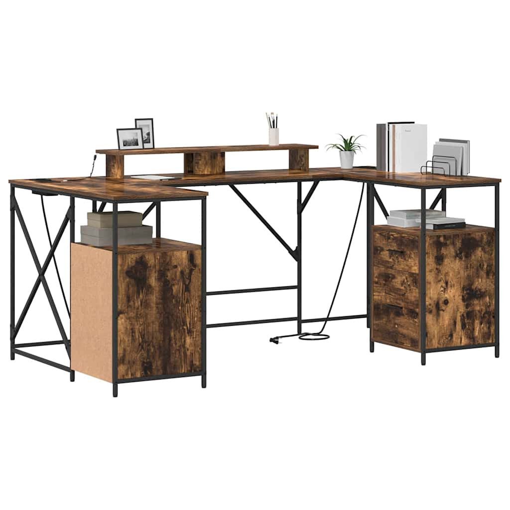 vidaXL Schreibtisch Schreibtisch Geräucherte Eiche Holzwerkstoff (1-St)