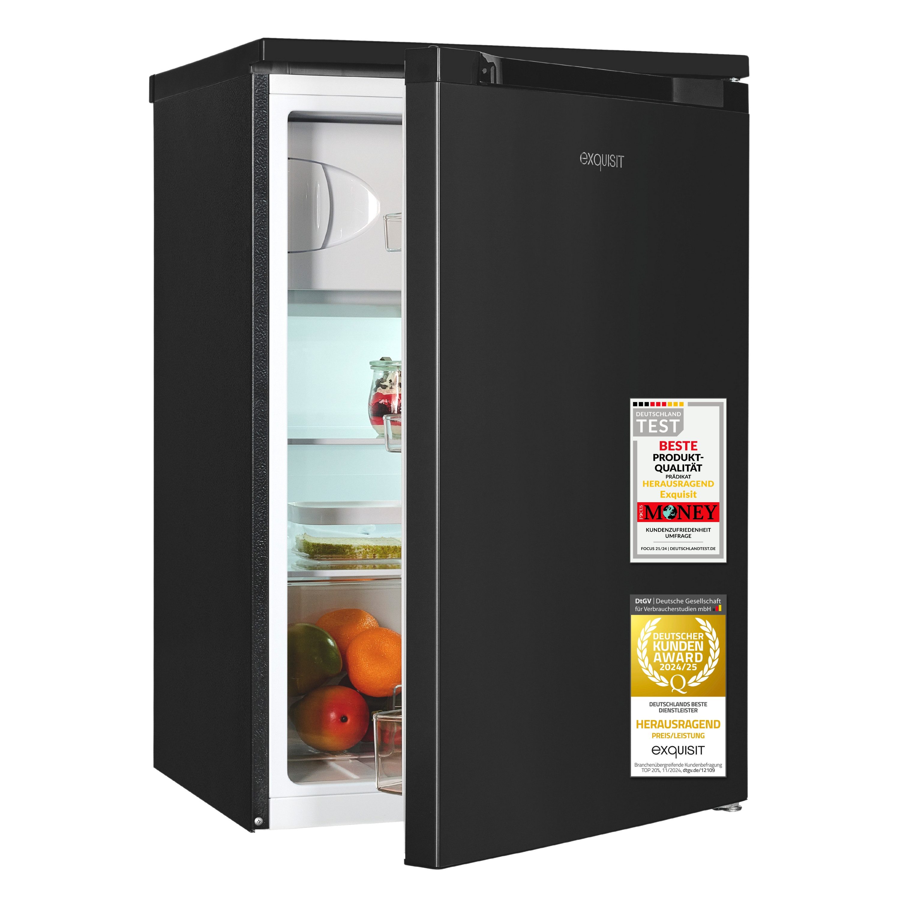 exquisit Kühlschrank KS515-4-051C, 84.5 cm hoch, 54.9 cm breit, Griffmulde, 4-Sternefach, LED-Beleuchtung