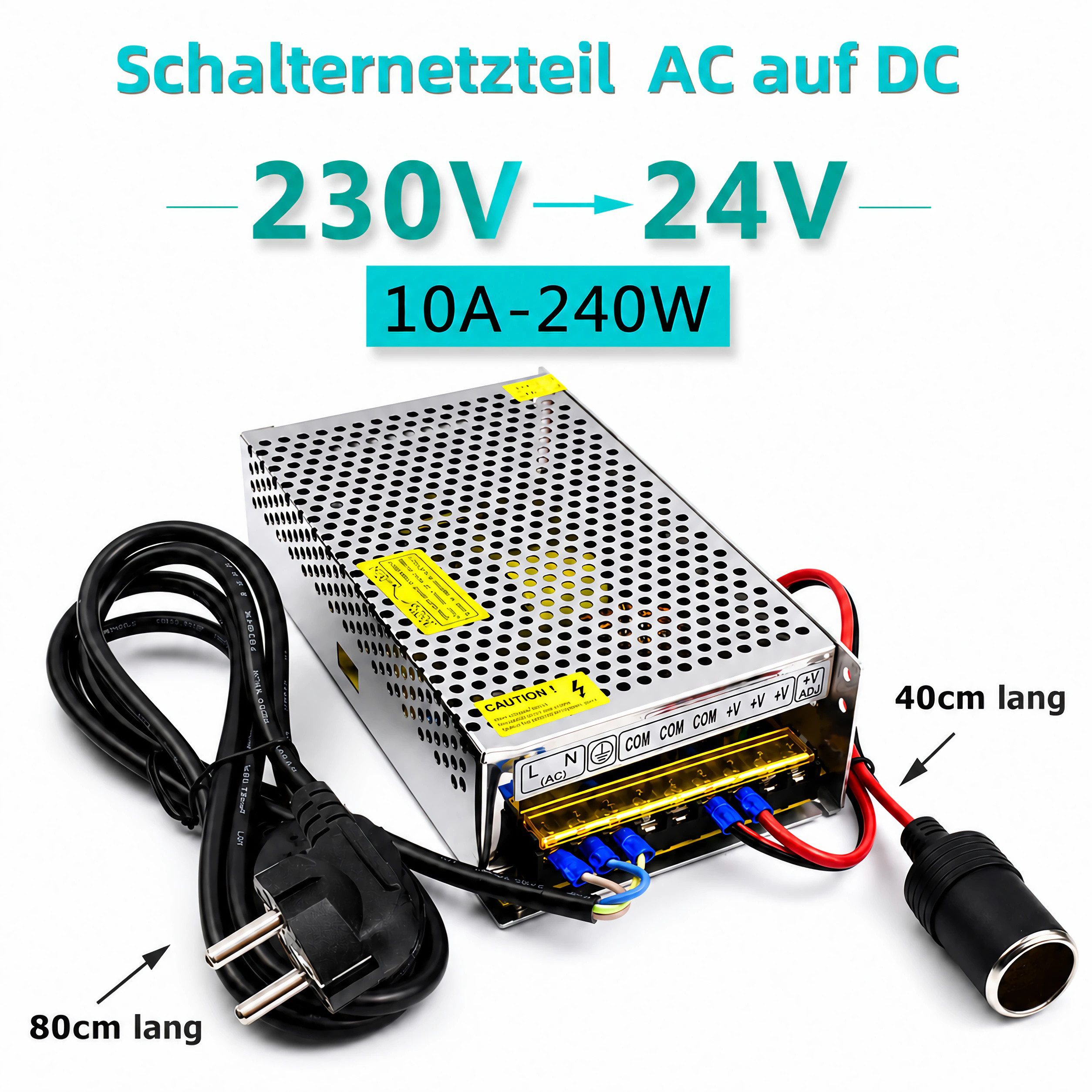 Bolwins D83C Bolwins AC/DC Schaltnetzteil Netzteil Adapter 230V / 24V 10A 240W AC/DC-Einbaunetzteil (AC auf DC Wandler Konstantspannung 24V Metallgehäuse mit Kühlung)