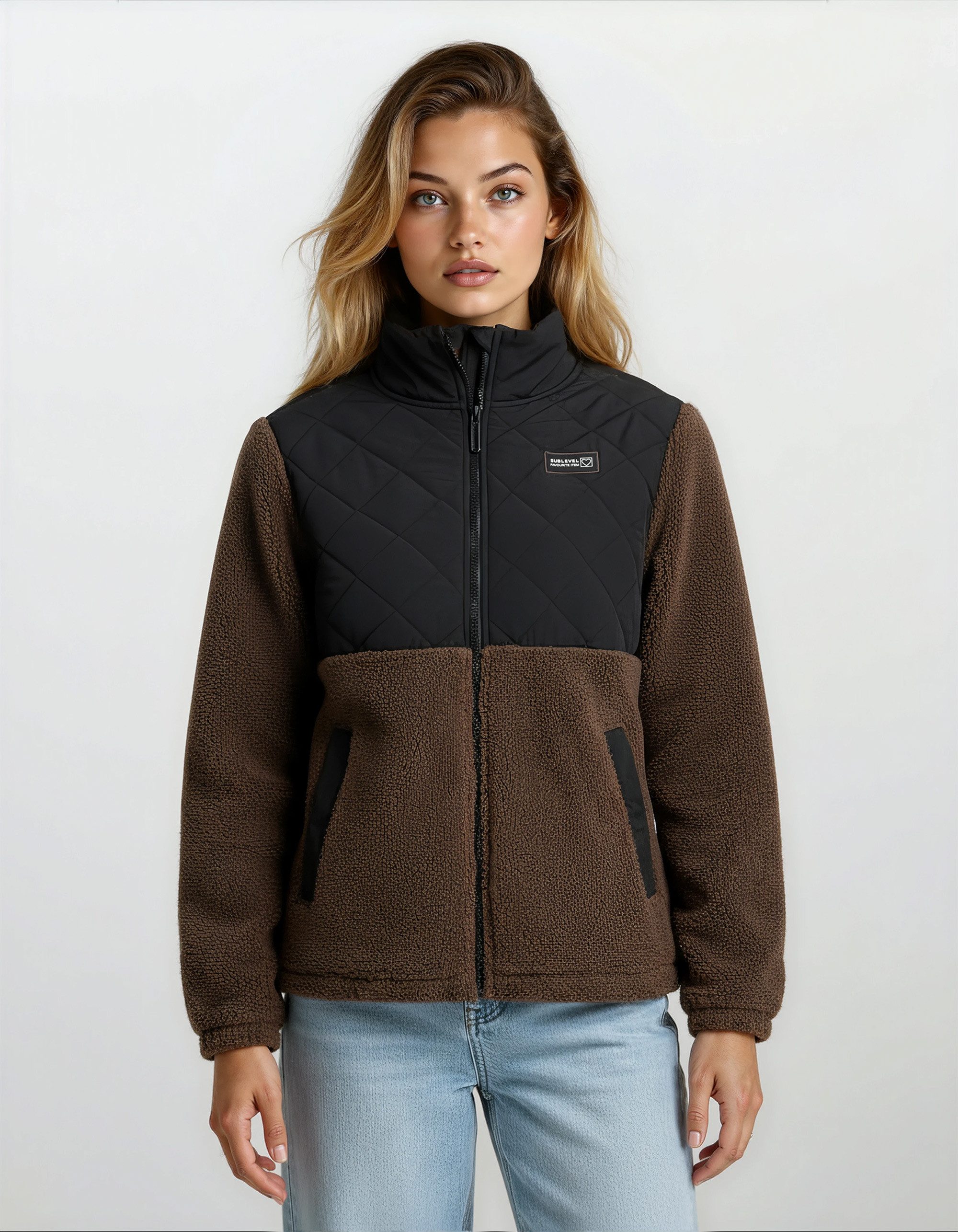 SUBLEVEL Fleecejacke Damen Leo Teddyfleece Kuschelig Übergangsjacke Jacke Outdoor Jacke Perfekte Passform Hochwertige Verarbeitung, Angenehm weich & warm – Bild 3 von 5