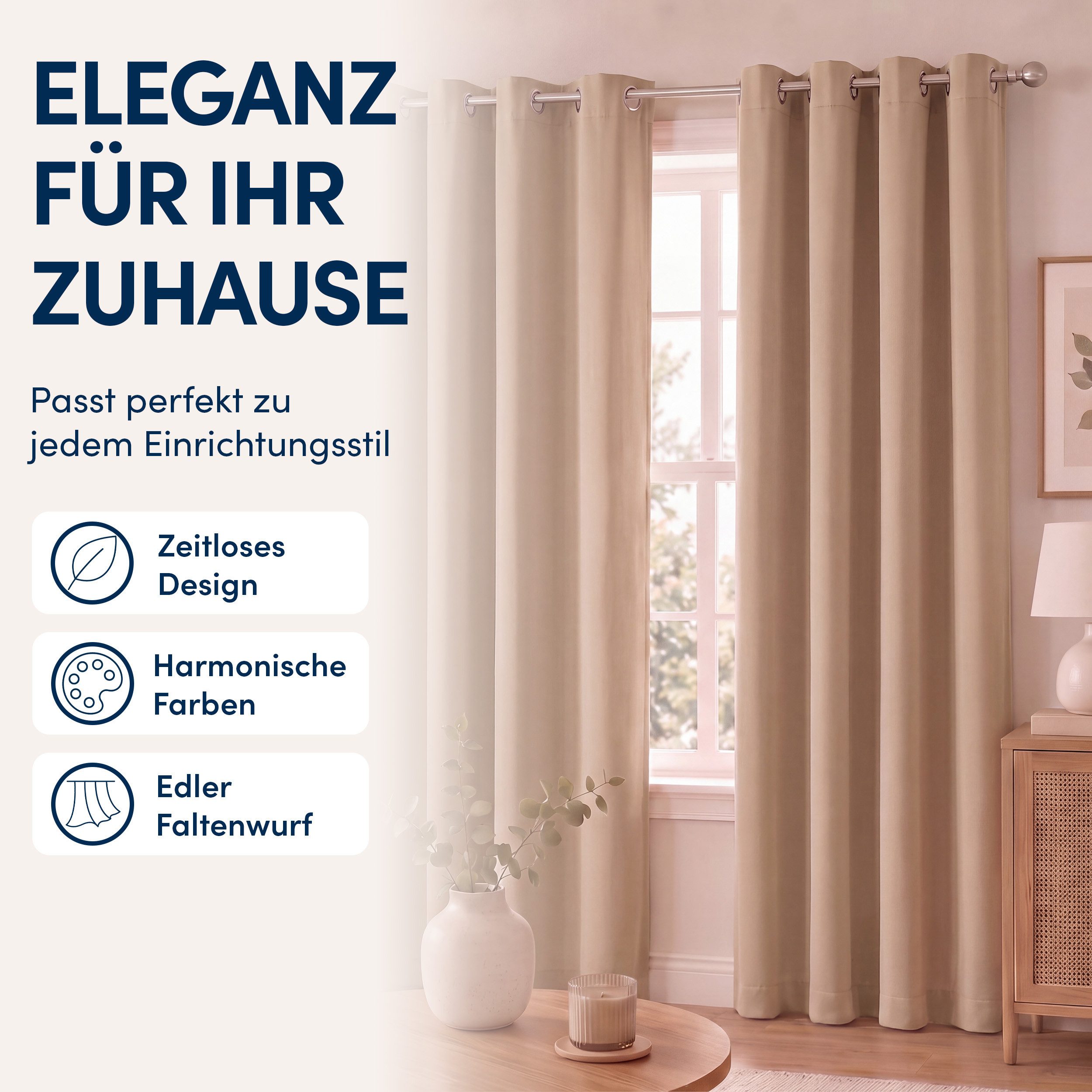 Stoffschmiede Gardine Blickdicht - Kräuselband & Ösen, Ösen – Bild 4 von 5