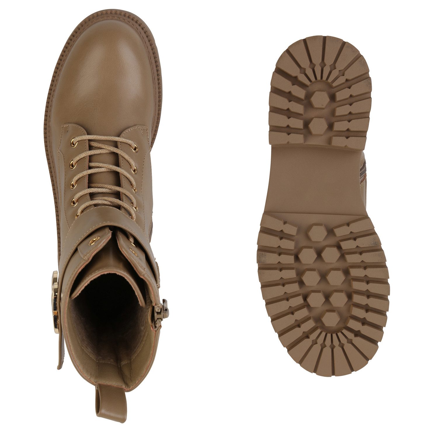 VAN HILL 841356 Schnürstiefelette Damen Leicht Gefütterte Schnürstiefeletten Stiefeletten