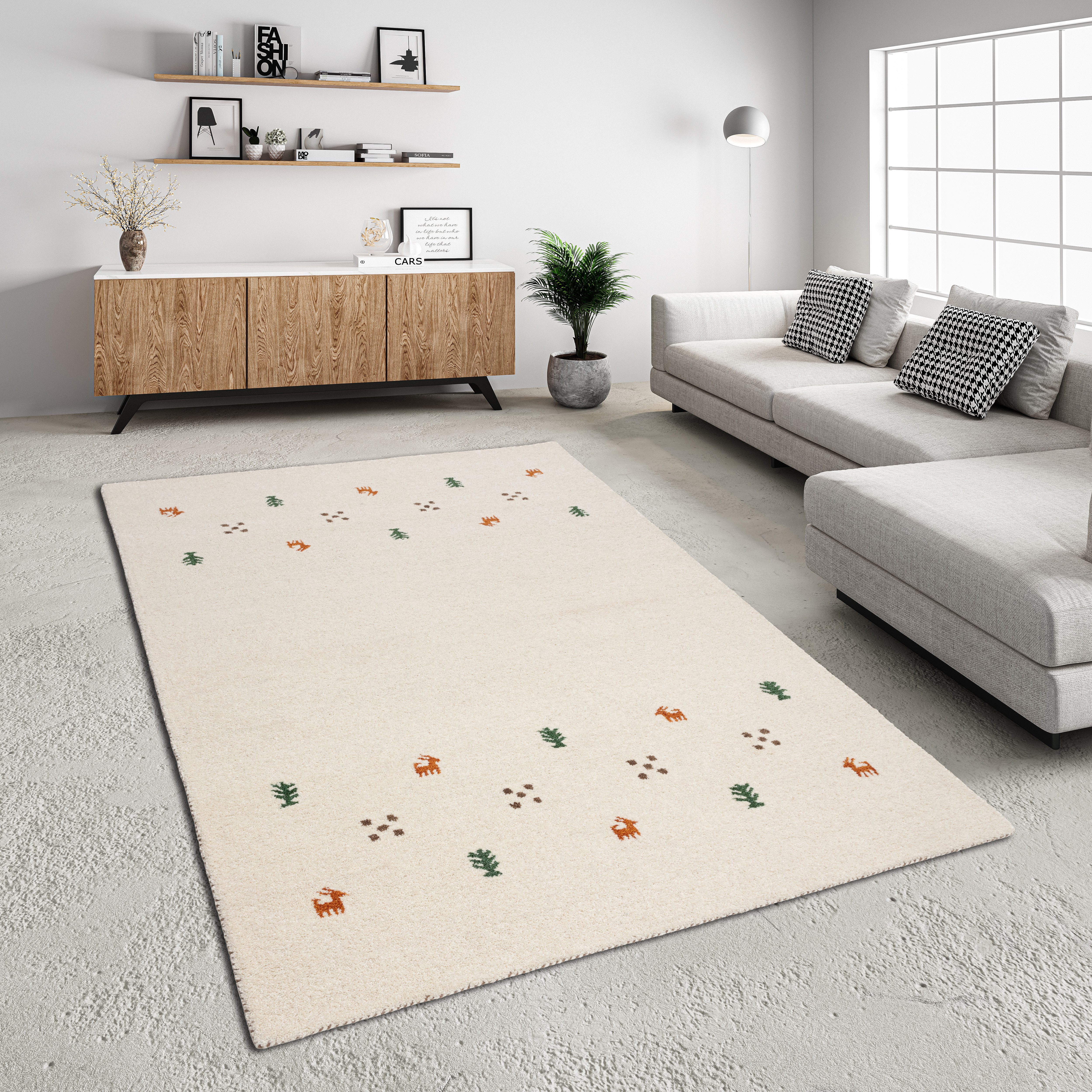 THEKO Wollteppich »Gabbeh Motiv, Handweb Teppich, Tiermotiv, reine Wolle, h günstig online kaufen