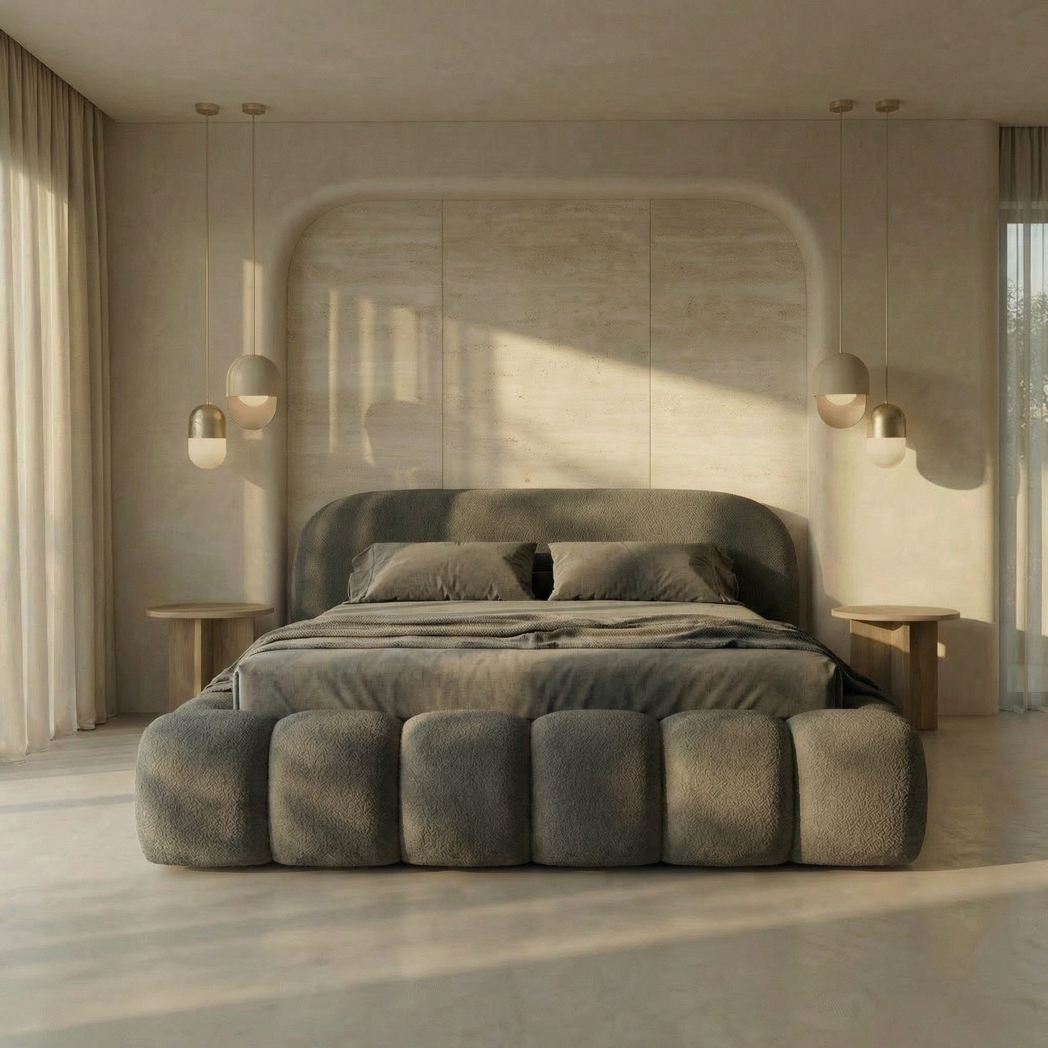 thematys Polsterbett mit Bettkasten, CLOUD 140x200 160x200 180x200 200x200cm (Kopfteil im Oversize-Look und Stauraum – weich, modern und pflegeleicht), Inklusive Lattenrost), Strapazierfähige Stoffe in 5 Farben: Ash,Grau, Weiß, Latte & Kreme