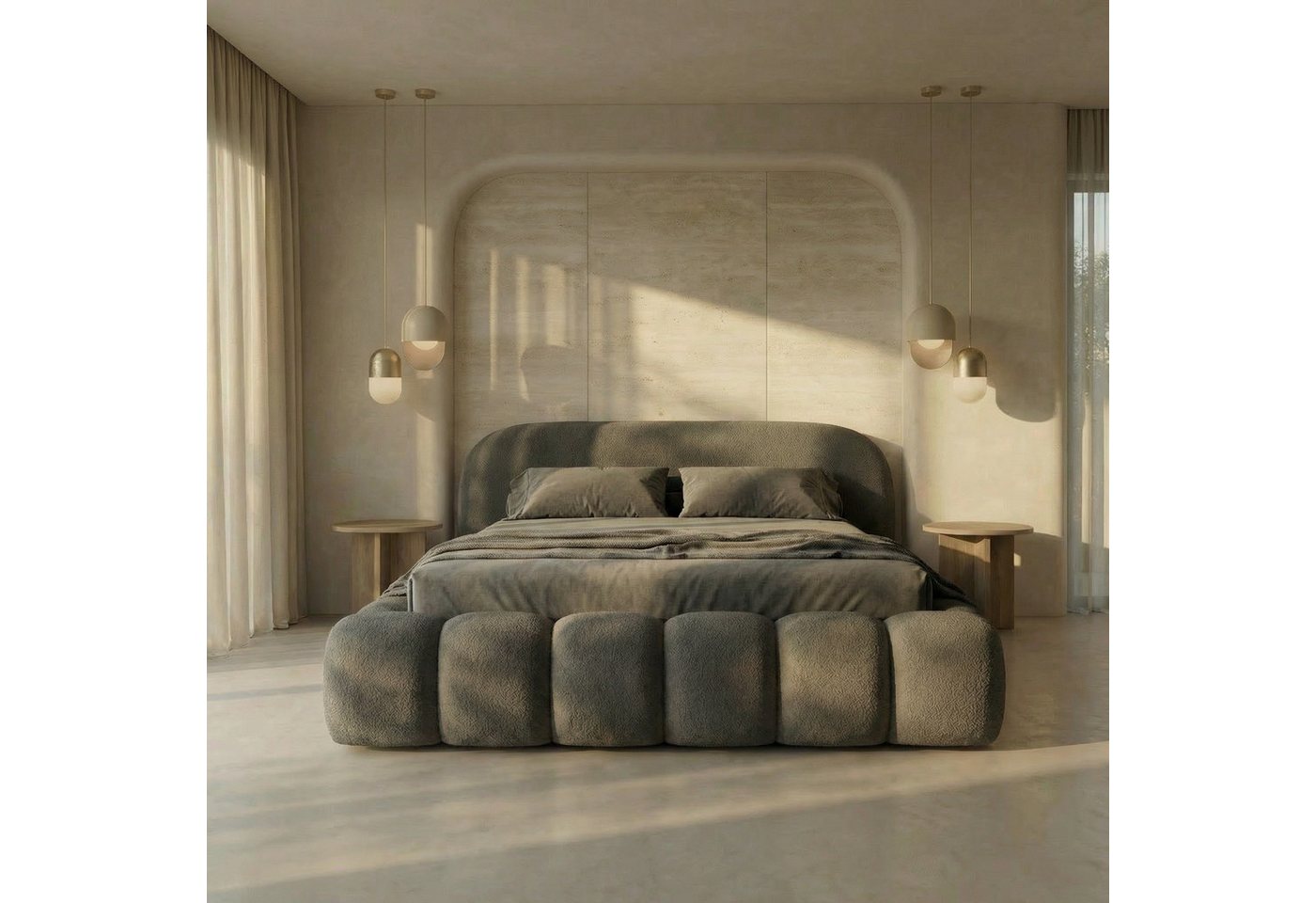 thematys Polsterbett mit Bettkasten, CLOUD 140x200 160x200 180x200 200x200cm (Kopfteil im Oversize-Look und Stauraum – weich, modern und pflegeleicht), Inklusive Lattenrost)