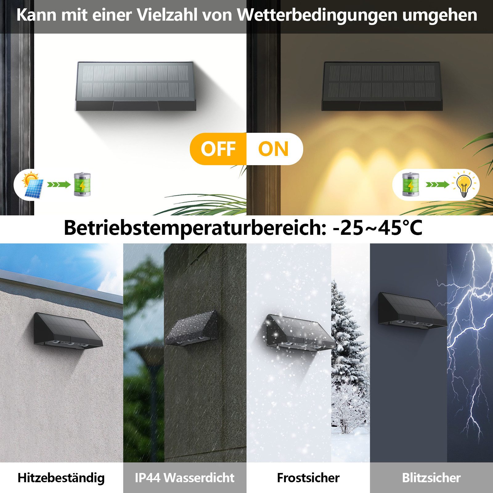 ZMH Außen-Wandleuchte 1/2/4ER Wandlampe solar 3000K günstig online kaufen