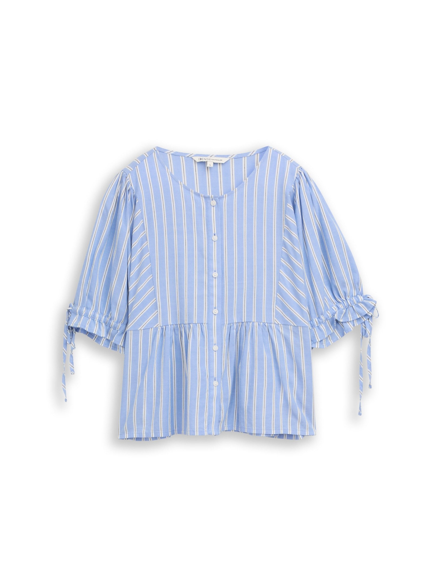 TOM TAILOR Denim Langarmbluse blouse with sleeve ribbon deta