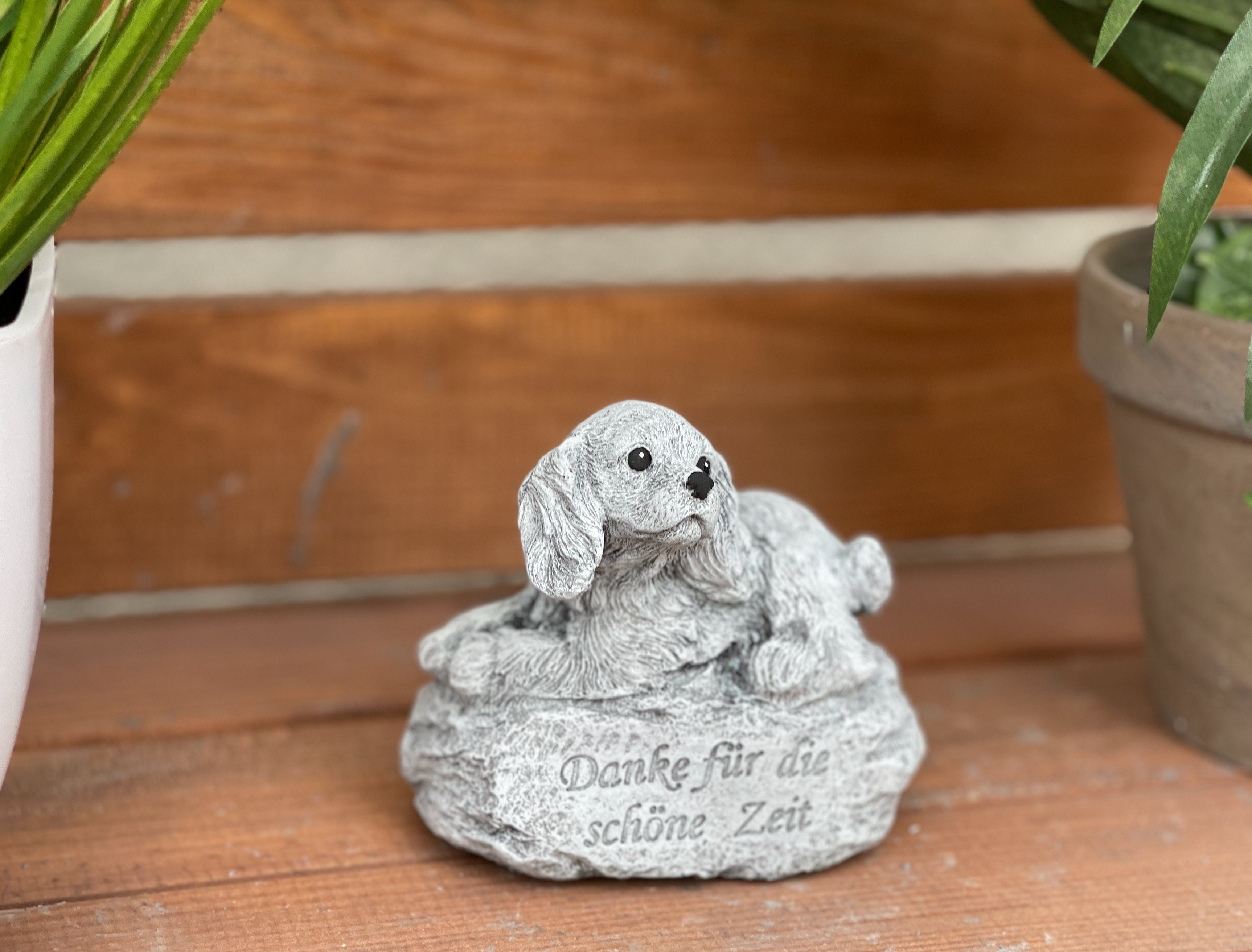 Stone and Style Gartenfigur Frostfeste Steinfigur Grabschmuck Hund "Danke für die schöne Zeit"