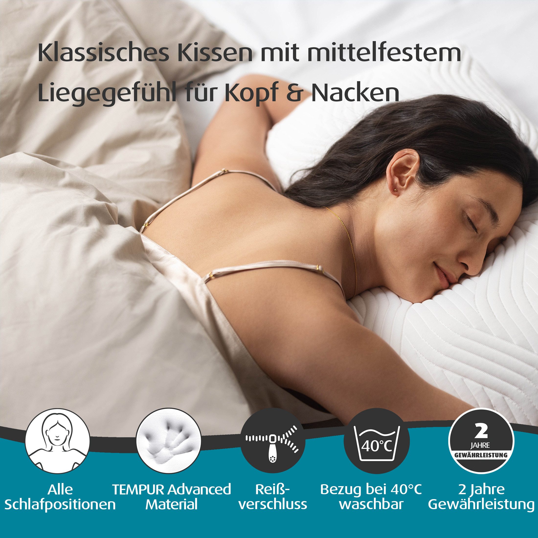 Tempur Schlafkissen TEMPUR® Comfort Medium mittelfestes Memory Foam Kopfkissen, Memory Foam, druckentlastend
