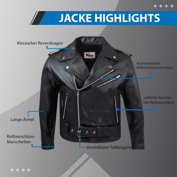 RadMasters Motorradjacke GW411J Black-BiGXXL Big-XXL Lederjacke Motorrad Rockerjacke Chopper jacke 6XL 7XL 8XL 9XL