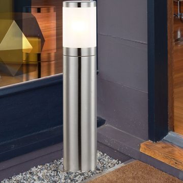 etc-shop LED Außen-Stehlampe, Leuchtmittel inklusive, Warmweiß, Steh Leuchte Garten Haus Tür Stand Lampe Beleuchtung Edelstahl