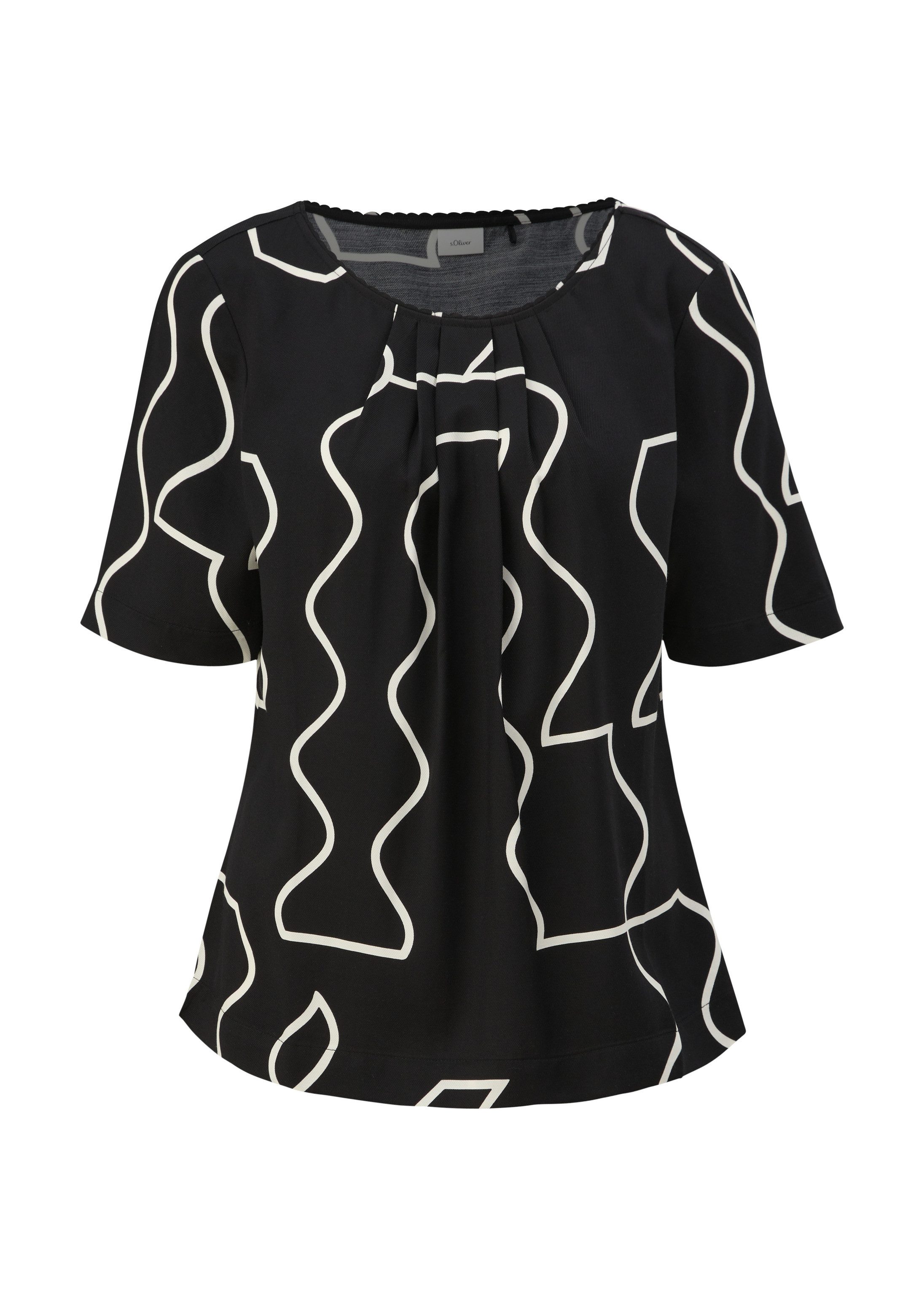 s.Oliver Kurzarmbluse Bluse Twillbluse aus Viskose