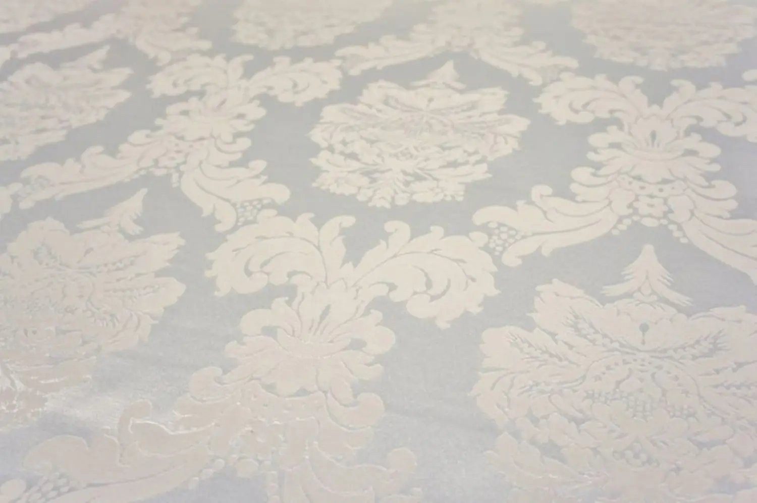 Stofferia Stoff Dekostoff Satin Jacquard Damasco Silber, Meterware