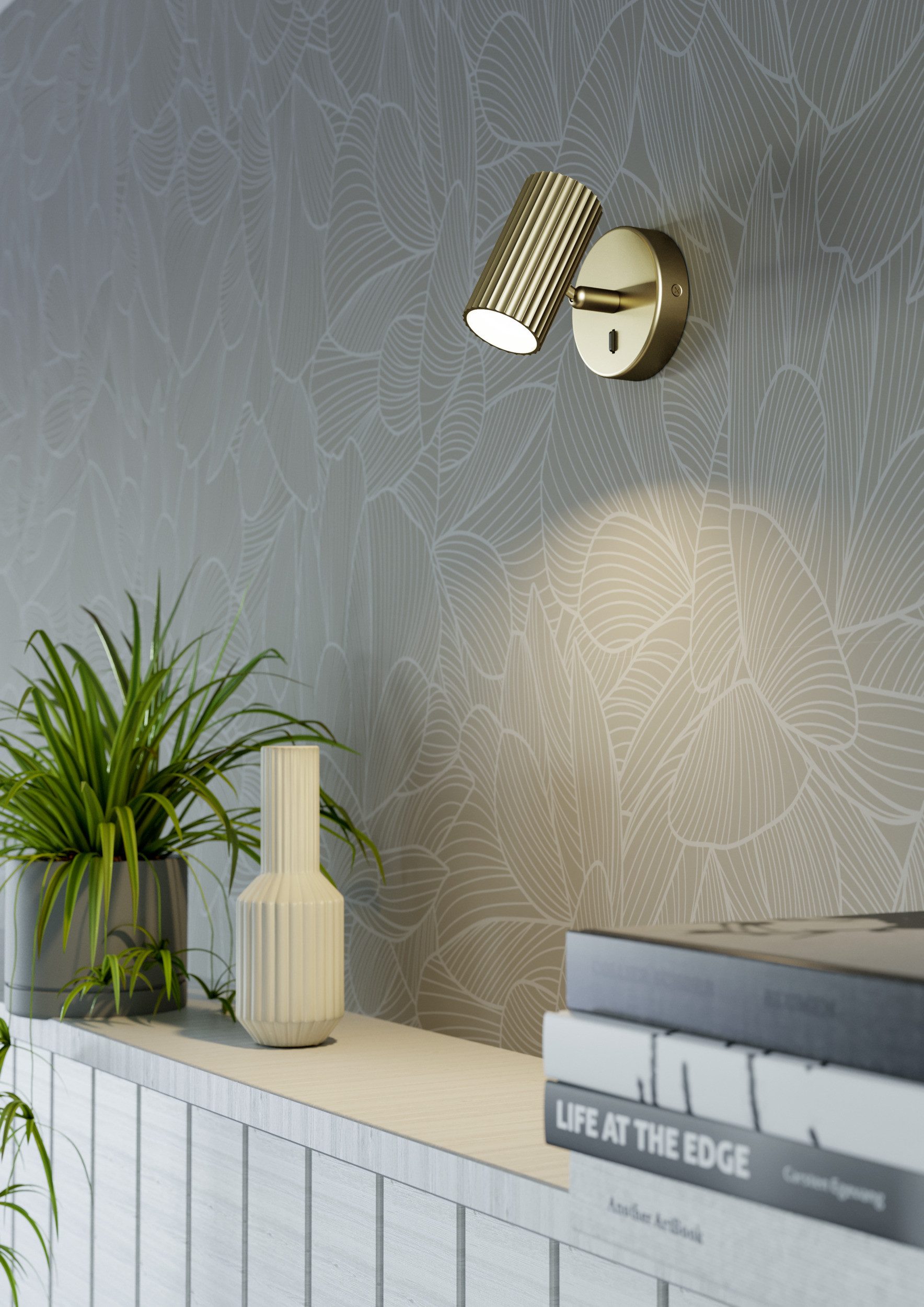 EGLO Wandleuchte PORTILLO Wandlampe - Alu, Stahl - GU10 - 1X5W - IP20, Ein-/Ausschalter, ohne Leuchtmittel, Wandstrahler, Wandspot, Wohnzimmer, Flur, L10,5 x H11 x AL12,5 cm