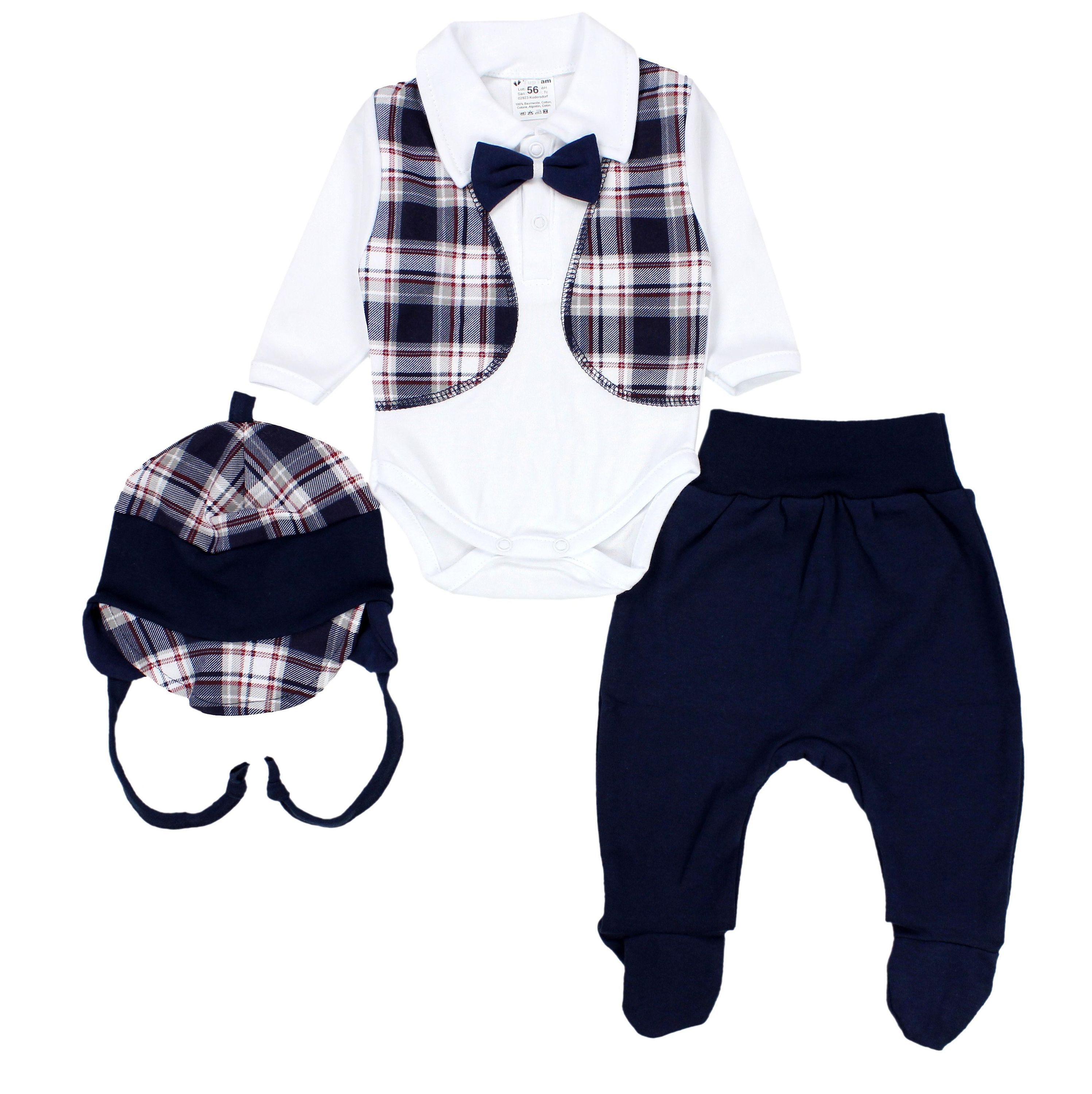 Langarmbody Baby Kleidung Set Body Strampelhose Mütze Bekleidungsset