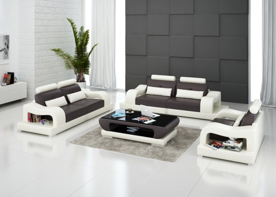 JVmoebel Sofa Schwarz-weiße Sofagarnitur Wohnlandschaft 3+2+1 Sitzer Neu, Made in Europe