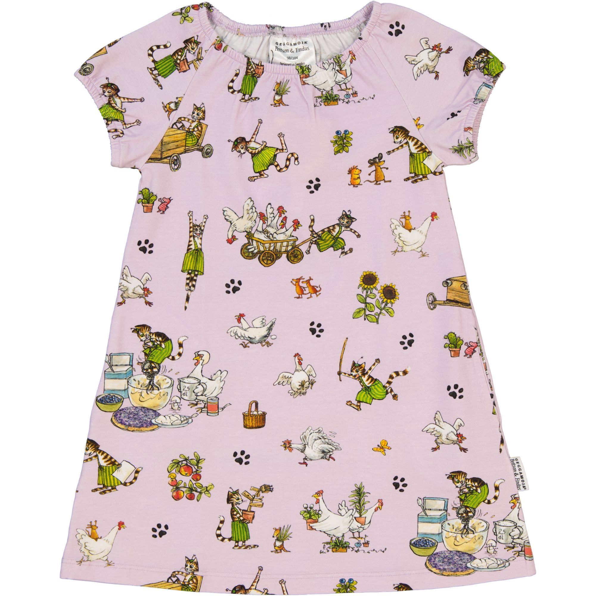 Geggamoja A-Linien-Kleid Geggamoja Mädchenkleid lila mit "Petterson und Findus" Aufdruck