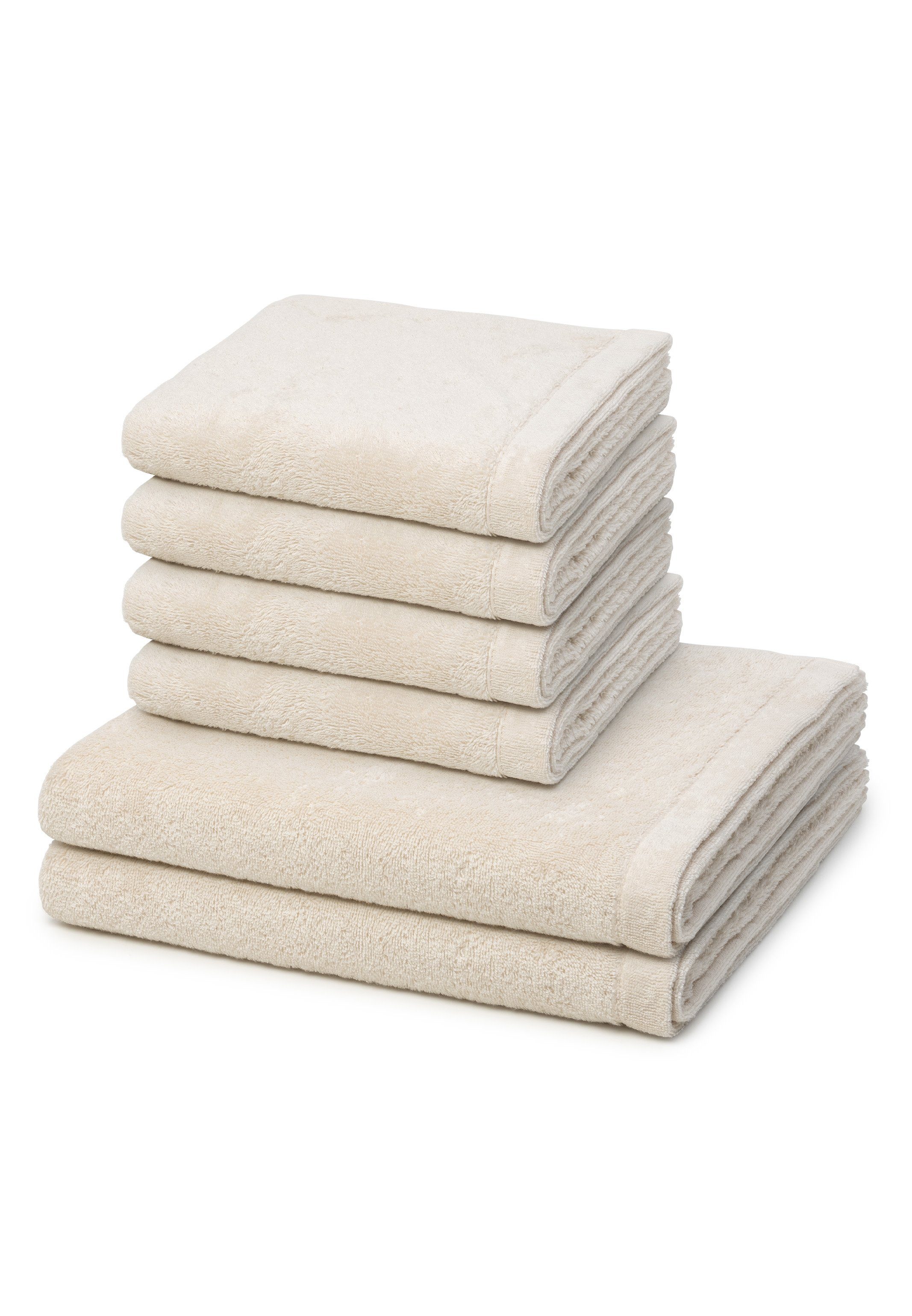 Cawö Handtuch Set Lifestyle, Walkfrottee (Spar-Set, 6-St), 4 X Handtuch 2 X Duschtuch im Set - Baumwolle