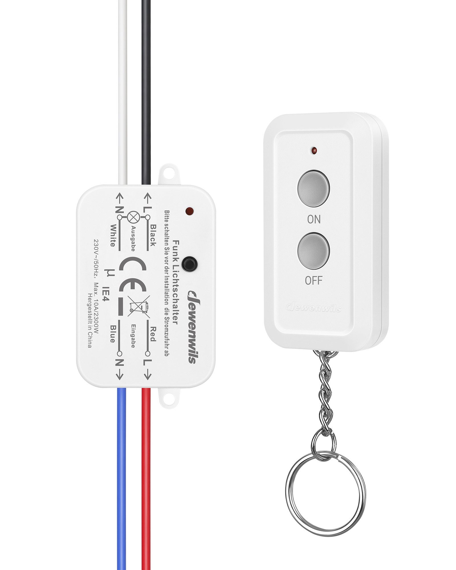 DEWENWILS Licht-Funksteuerung Funkschalter-Set, 230V 10A 2300W 433,92MHz, für Schlafzimmer, Kinderzimmer, Arbeitszimmer, Wohnzimmer, Küche, Kabelloser Lichtschalter mit Fernbedienung, 30m Reichweite