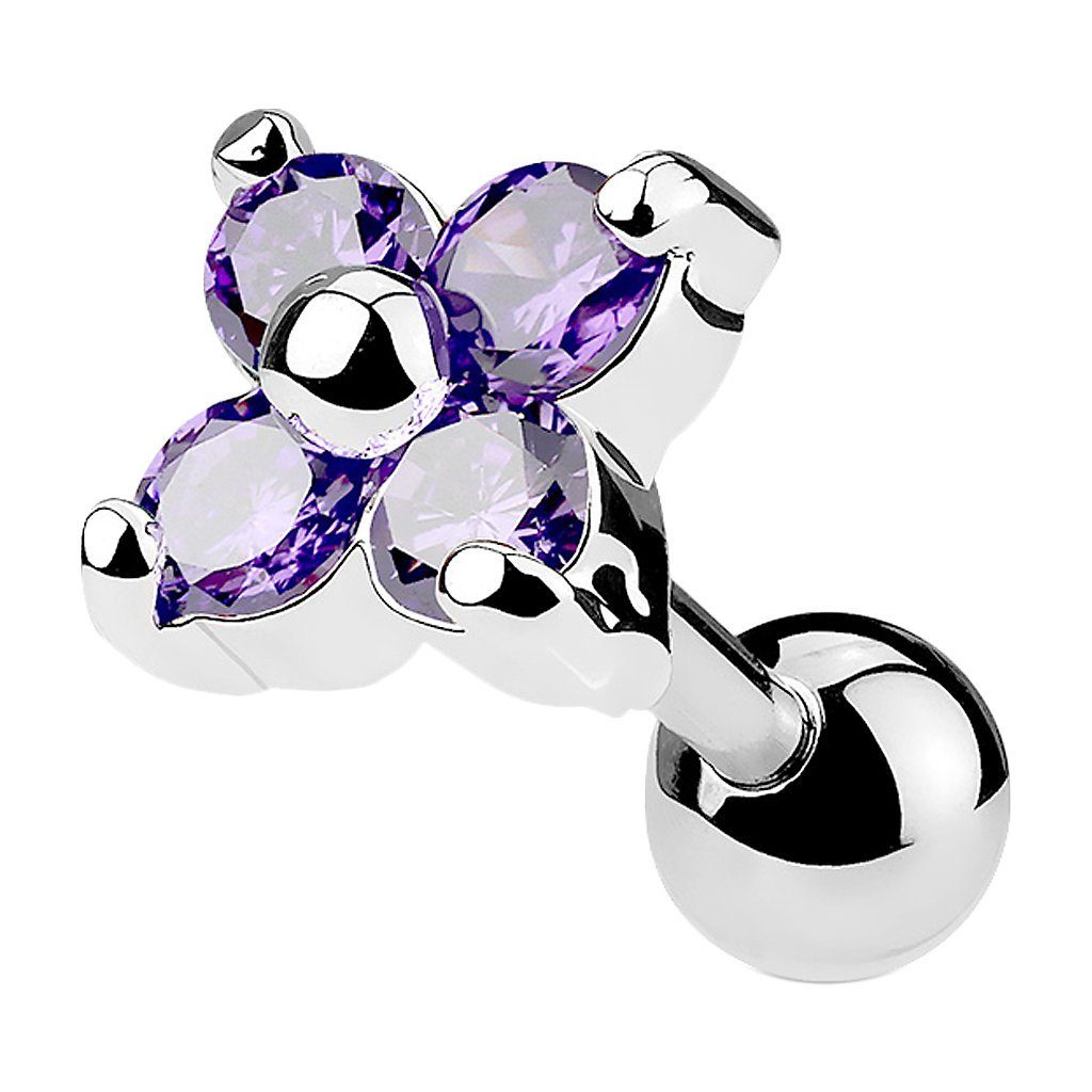 Piercing-Set Piercing Cartilage Barbell Stecker Kristall Blume