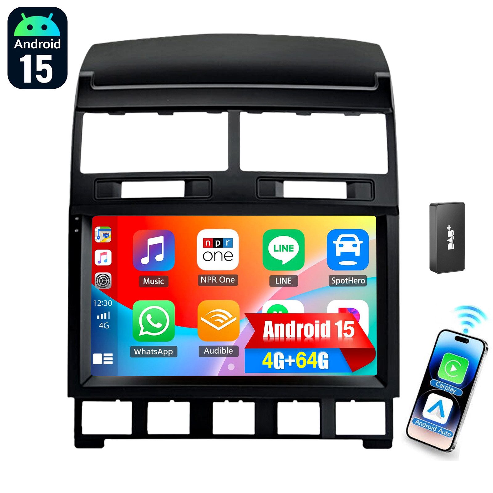 ESSGOO 9'' Autoradio Mit GPS Android 15 und CarPlay für VW Touareg 2003–2010 Autoradio (RDS, 4+64GB(optional), Digitalradio (DAB), FM, AM, Carplay Android Auto Bluetooth EQ USB GPS Navi WIFI Touchscreen)