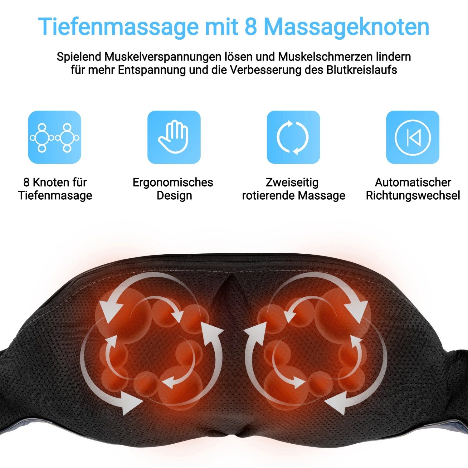 Fitleap Nacken-Massagegerät Nacken-Rücken-Schulter-Massagegerät, Shiatsu Massagegerät für Muskels…, Ergonomische Massageköpfe, Infrarot-Wärmefunktion