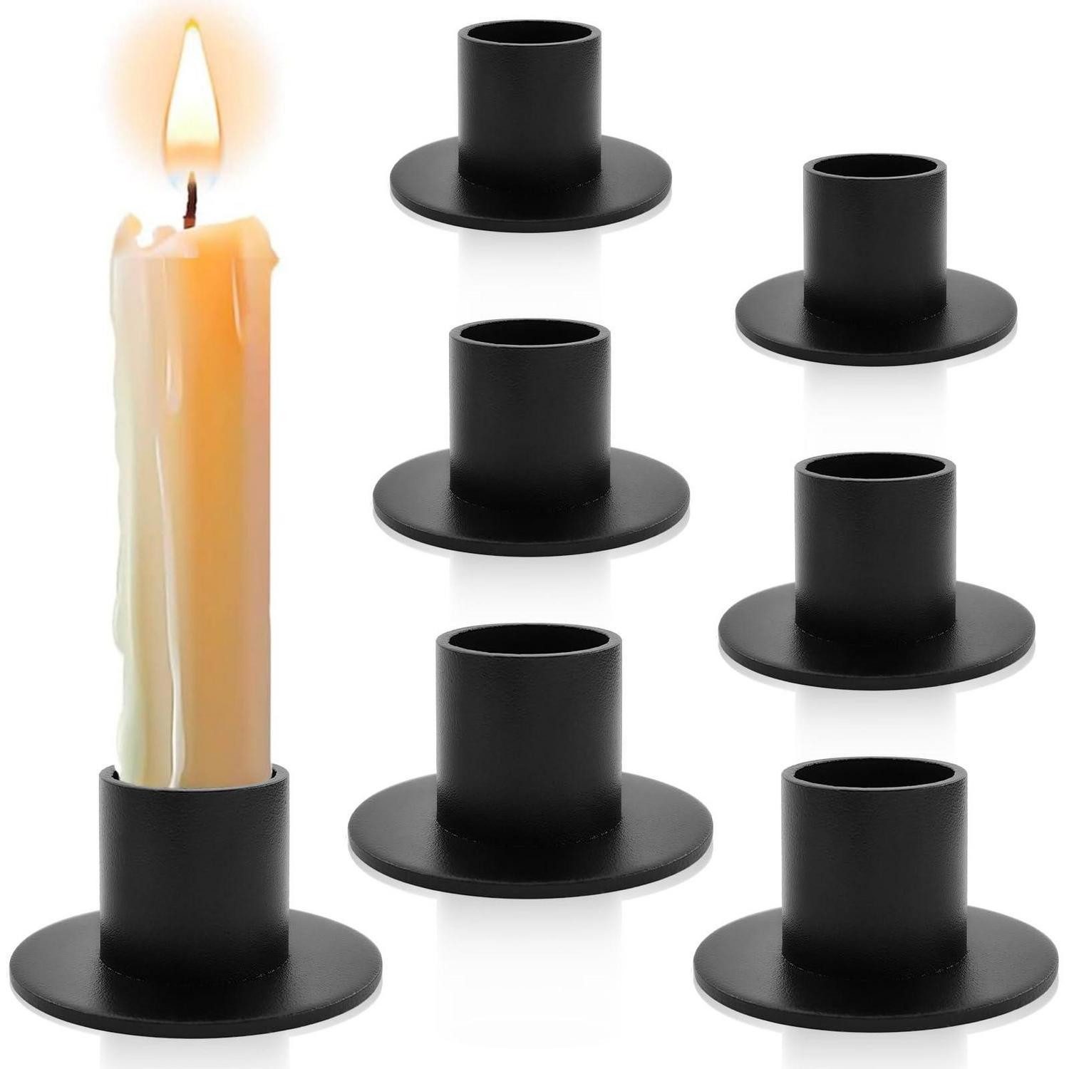 LuxusKollektion Kerzenständer 6x Kerzenhalter Stabkerzen Retro Schwarz