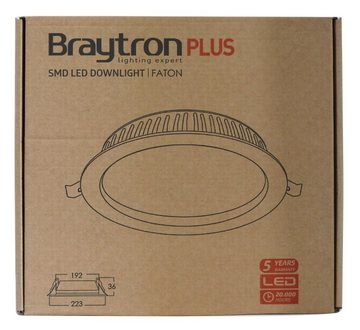 Braytron LED Einbaustrahler 32W Panel FATON Spot Ø223mm Warmweiß 3000K 2880lm Deckenlampe